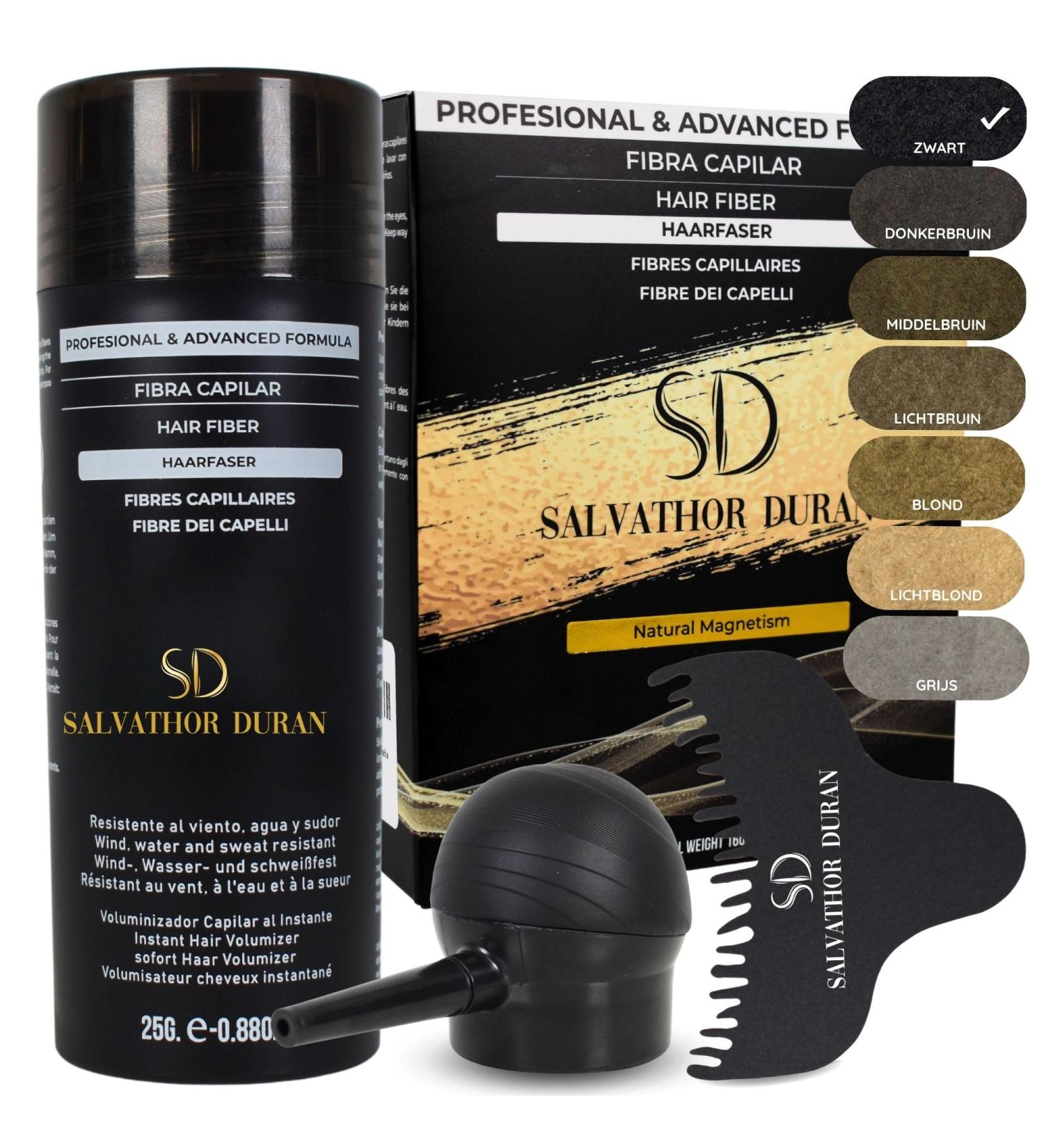 SD SALVATHOR DURAN Salvathor Hair Fibers Duran 25 g Pack 3 Units Hair Fiber + Applicator + Comb Black - Buy Online on GoSupps.com