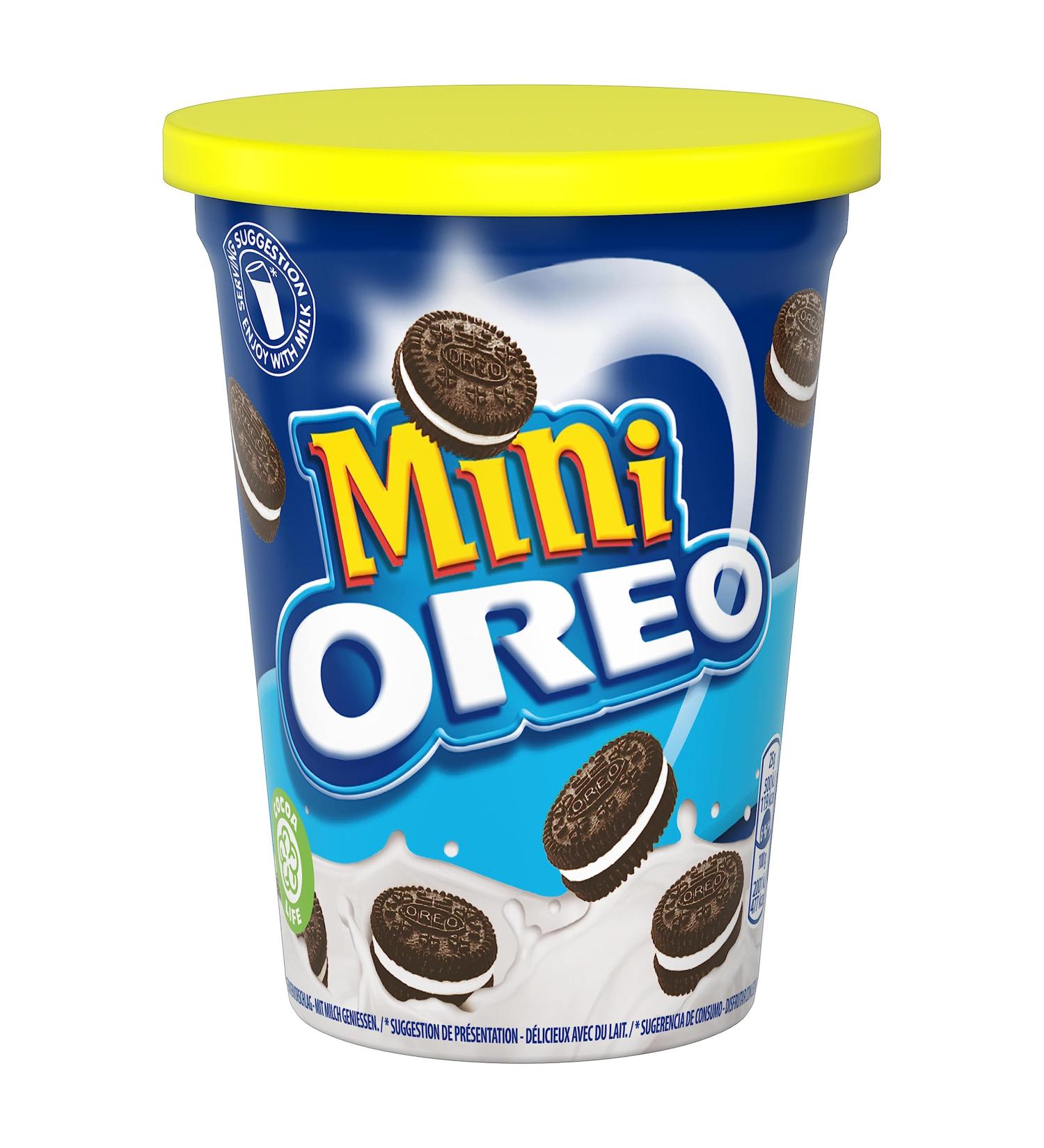 Oreo Mini - Mini Cocoa Biscuit Filled with Vanilla Flavor - Take-Away Cup Format - Pack of 8 Cups (8 x 115 g) - Buy Online on GoSupps.com