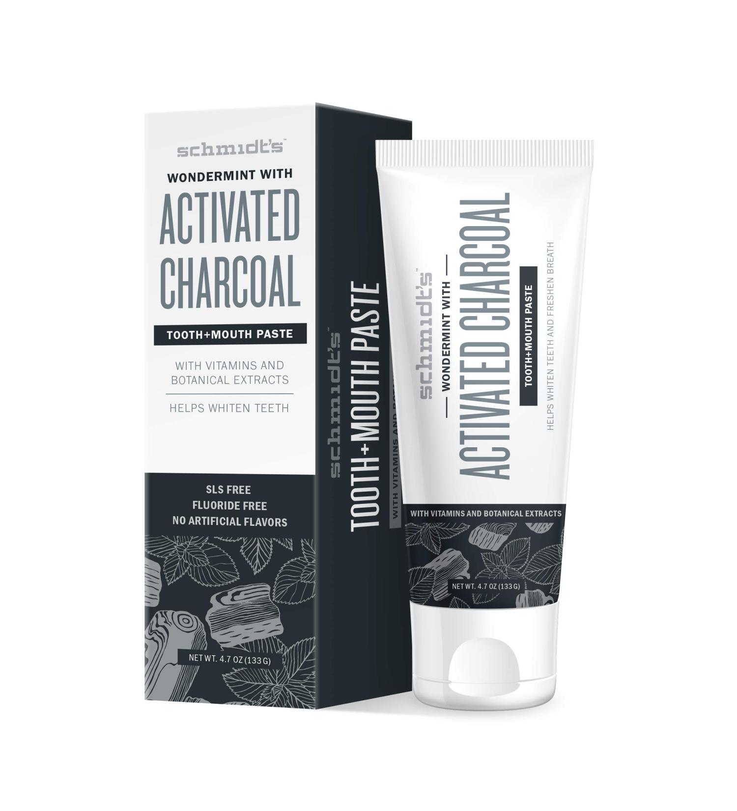 Schmidt's Activated Charcoal Toothpaste (Fluoride-Free) - Fresh Breath 100ml - International Shipping - Buy Online on GoSupps.com