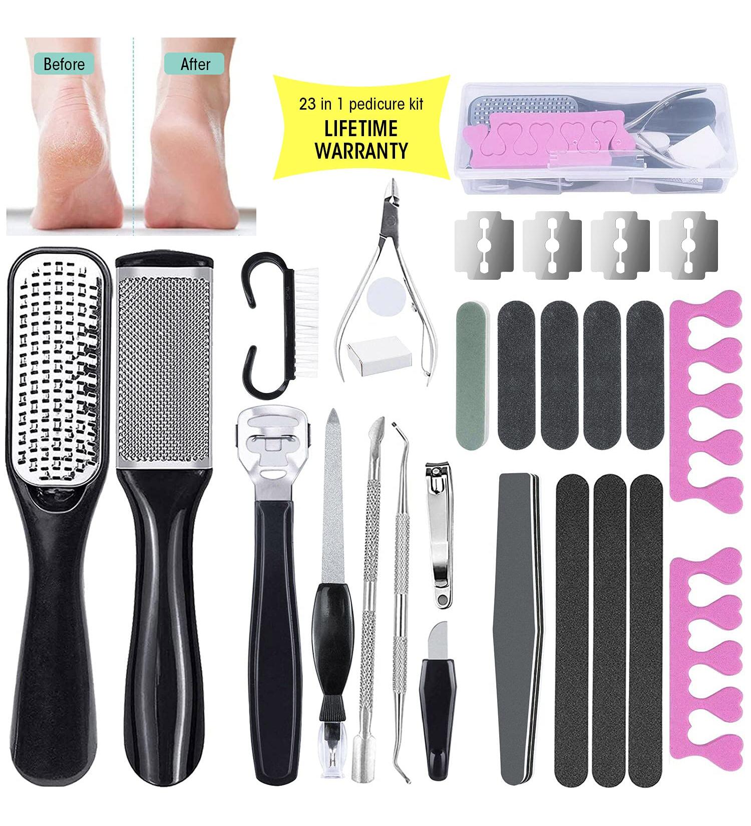 AdamStar 23 in 1 Professional Pedicure Kit - Foot Care Tools Set for Men and Women | Callus Remover, Toenail Clipper, Foot Scrubber, Foot Rasp, Dead Skin Remover - Home Salon Quality - Buy Online on GoSupps.com