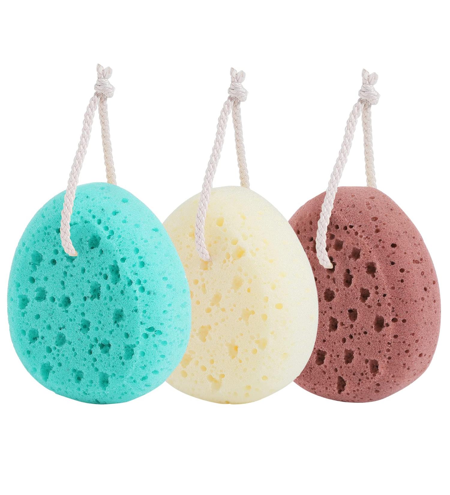 KECUCO 3 Pcs Bath Sponge Set - Large Shower Pouf for Exfoliating - Body Wash Loofah Scrubber for Men, Women, Teenagers - Buy Online on GoSupps.com