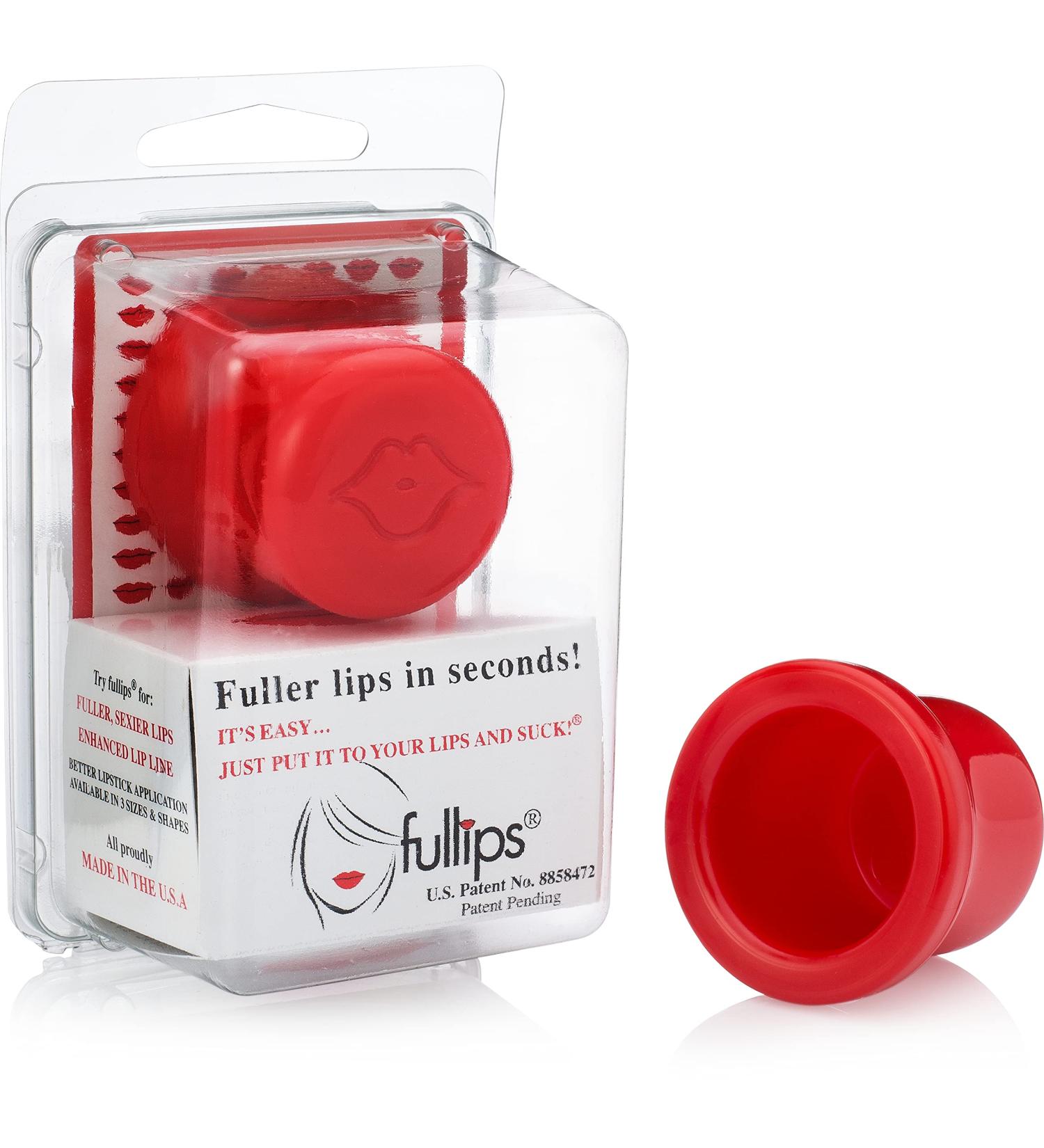Fullips Lip Plumper Set - Large Round & Small Oval Enlargers - Natural Self-Suction Plumping Device for Fuller Lips - Instant Lip Enhancement Kit in Red Plastic - Buy Online on GoSupps.com