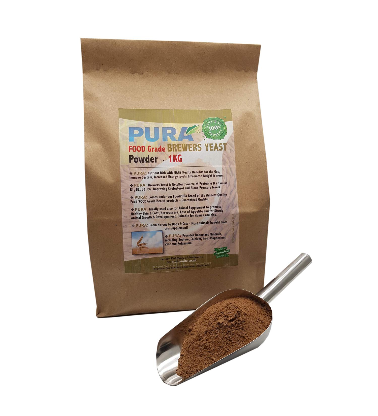Food PURA Brewers Yeast Powder 1KG - use with Horses Ponies Vitamin B E & H for Pets and Animals - For Healthy Skin and Coats - also Human FOOD Grade! - Buy Online on GoSupps.com