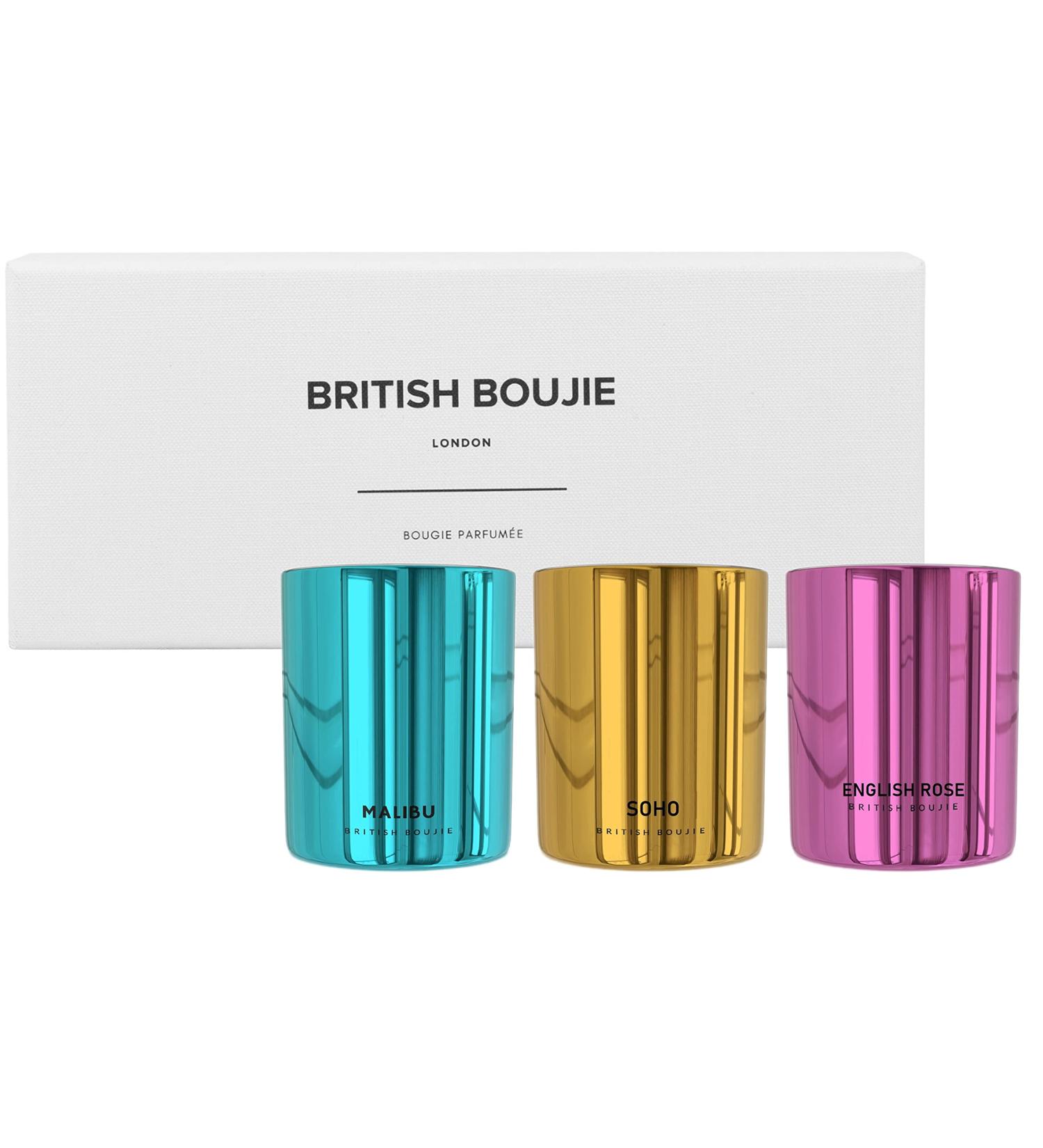 Soho Malibu English Rose Luxury Candle Gift Set - 3 x 80gm Natural Wax Candles - Long Burn Time - Luxurious Fragrance - Gifts for Women & Men - Buy Online on GoSupps.com