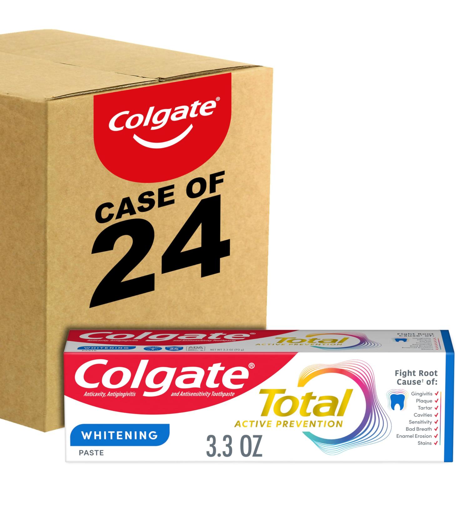 Colgate Total Whitening Toothpaste Freshens Breath Whitens Teeth and Provides Sensitivity Relief Mint Flavor 24 Pack - Buy Online on GoSupps.com