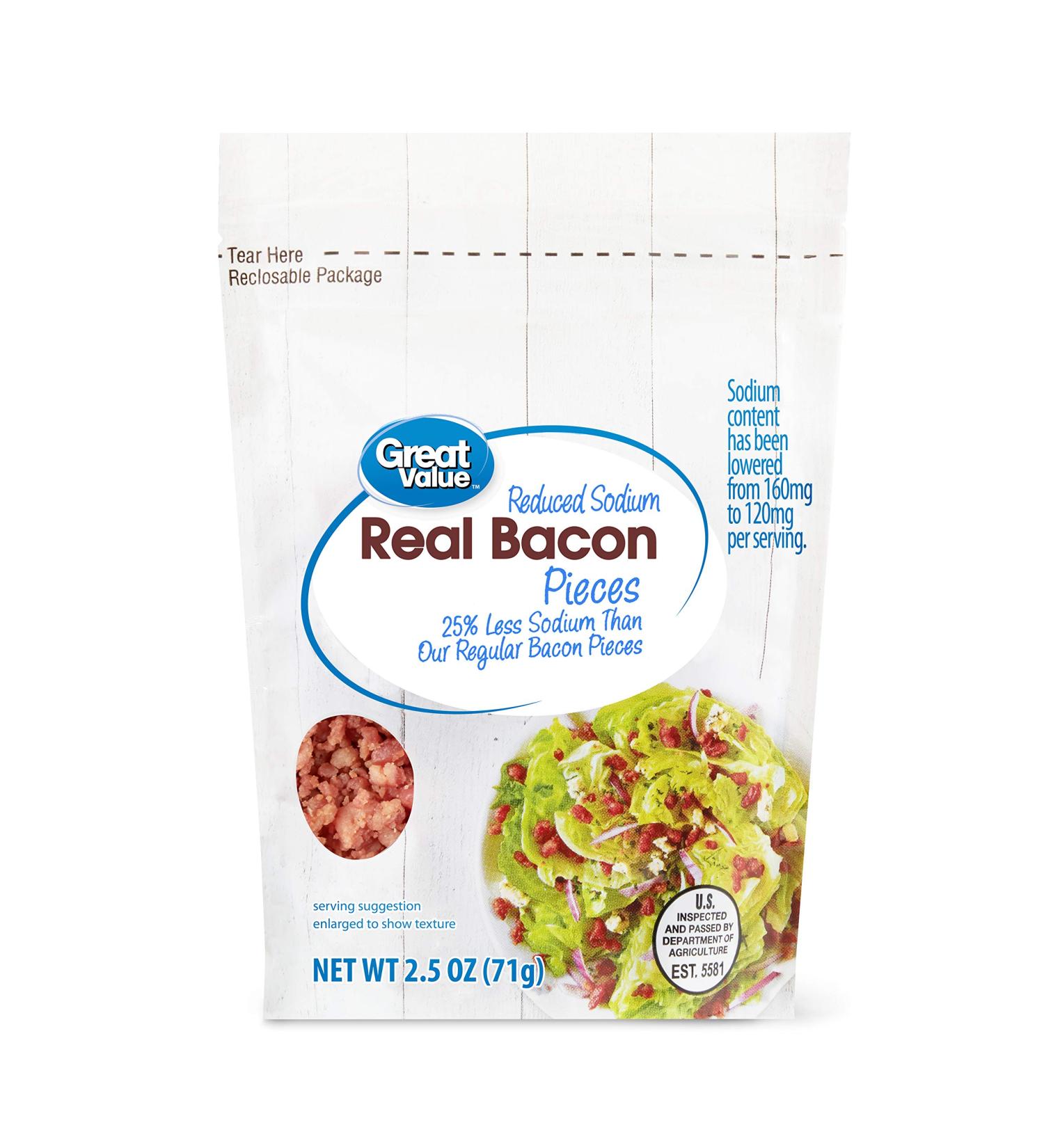 Great Value Reduced Sodium Real Bacon Pieces, 2.5 oz (3 bags)