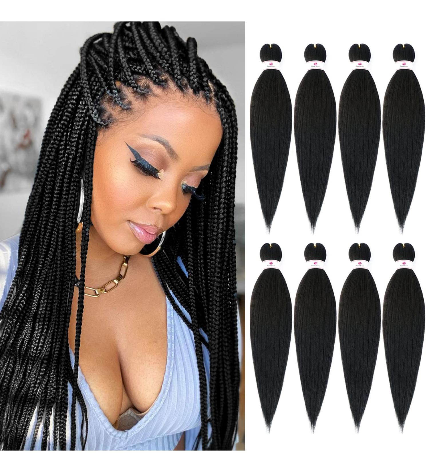 Beyond Beauty 8 Packs Black Pre Stretched Braiding Hair Synthetic Yaki EZ Braiding Coi Leray Braids Knotless Braiding Hair Extensions Pre Stretched Hot Water Setting Crochet Braids 20Inch(1B) 8Packs--20Inch #1B - Buy Online on GoSupps.com