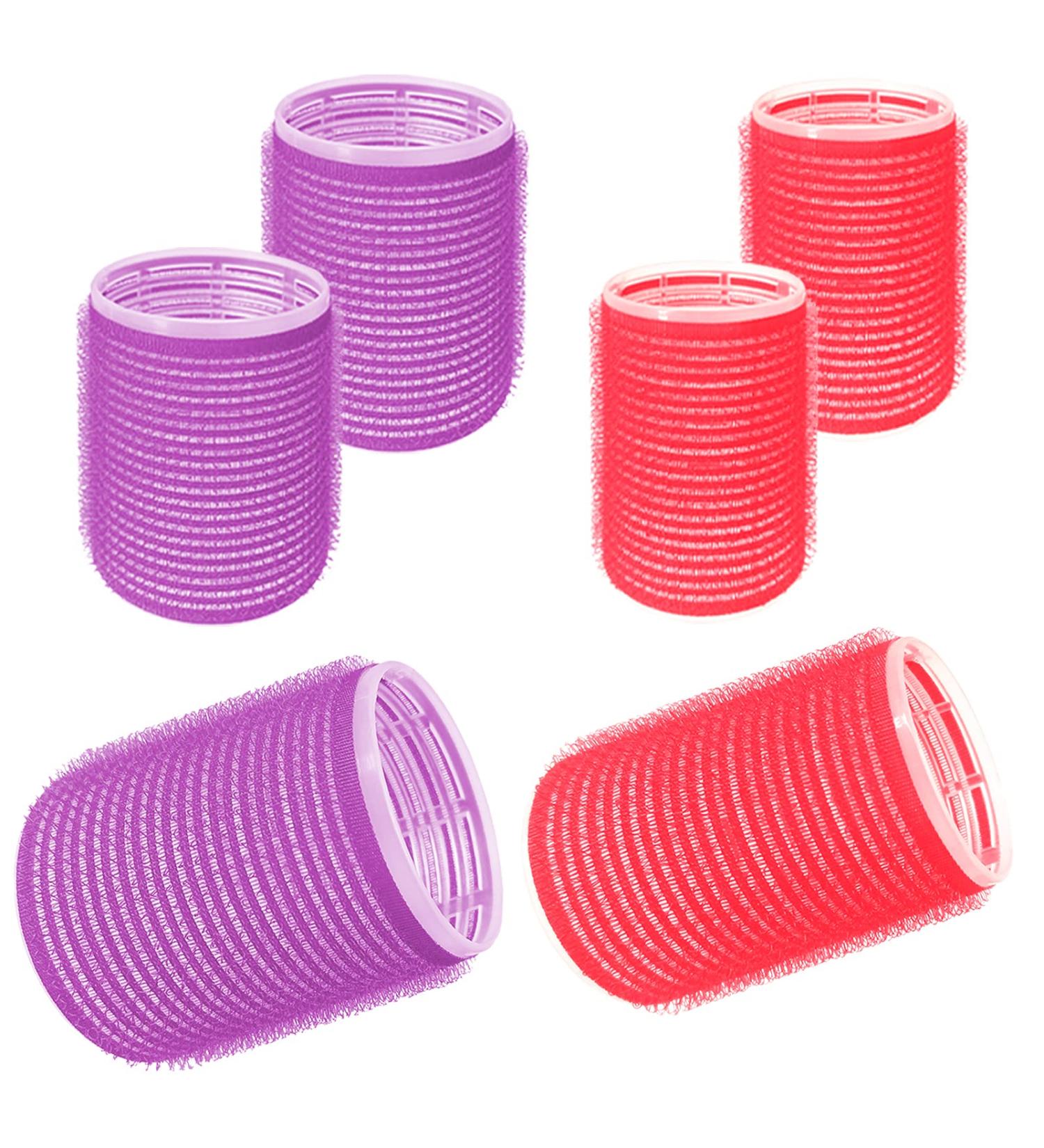 Jumbo Hair Rollers Set - 6 Packs for Salon Hairstyling - Self Grip Curlers for DIY Curly Hairstyles - Colors Vary (3 Jumbo + 3 Large) - Buy Online on GoSupps.com