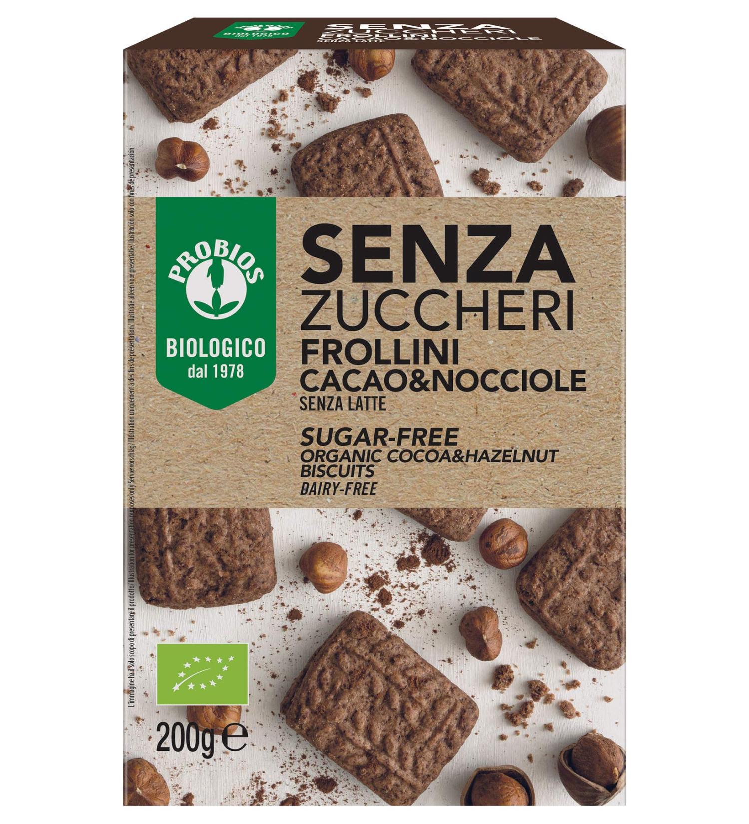 COCOA AND HAZELNUT SUGAR FREE organic COCOA COCOA AND HAZELNUT - 200g packaging