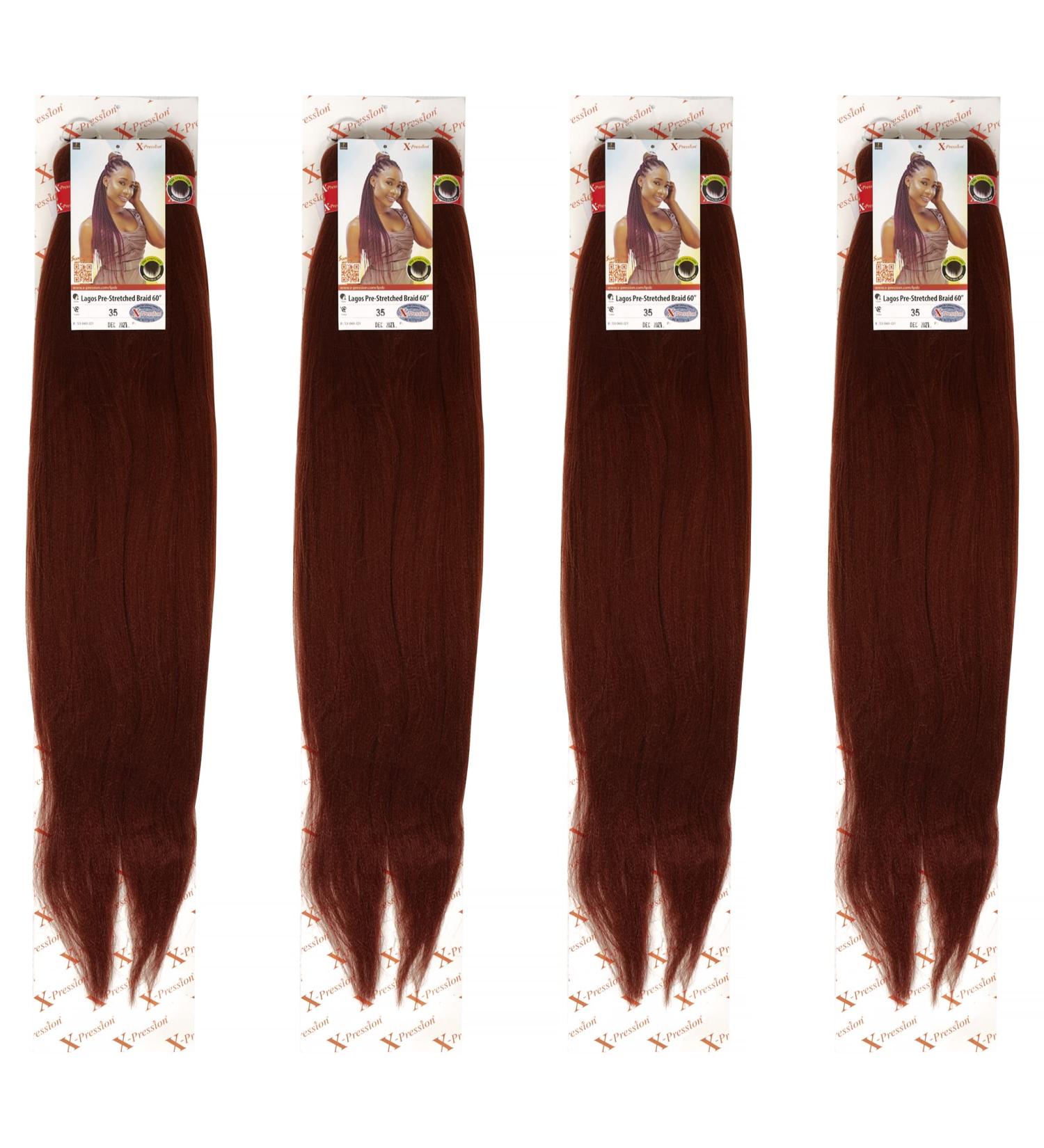 New NEW 60 INCH XPRESSION LAGOS BRAID PRE-PULLED PRE-STRECHED Hair Extension 60 2 In A Pack (Colour 35 Dark Auburn/Mahogany Blonde) Heat Resistant Tangle Free Dark Auburn 1 - Buy Online on GoSupps.com