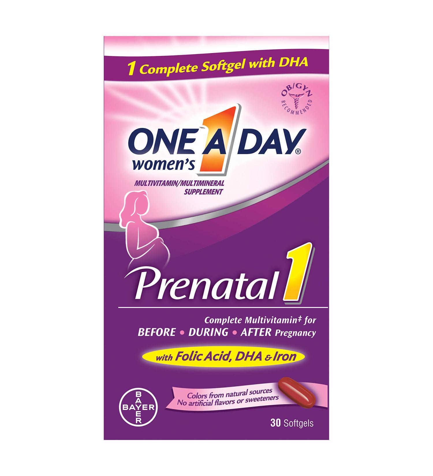 One-A-Day Prenatal 1 with DHA & Folic Acid Softgels 30 ea (Pack of 6) - Buy Online on GoSupps.com