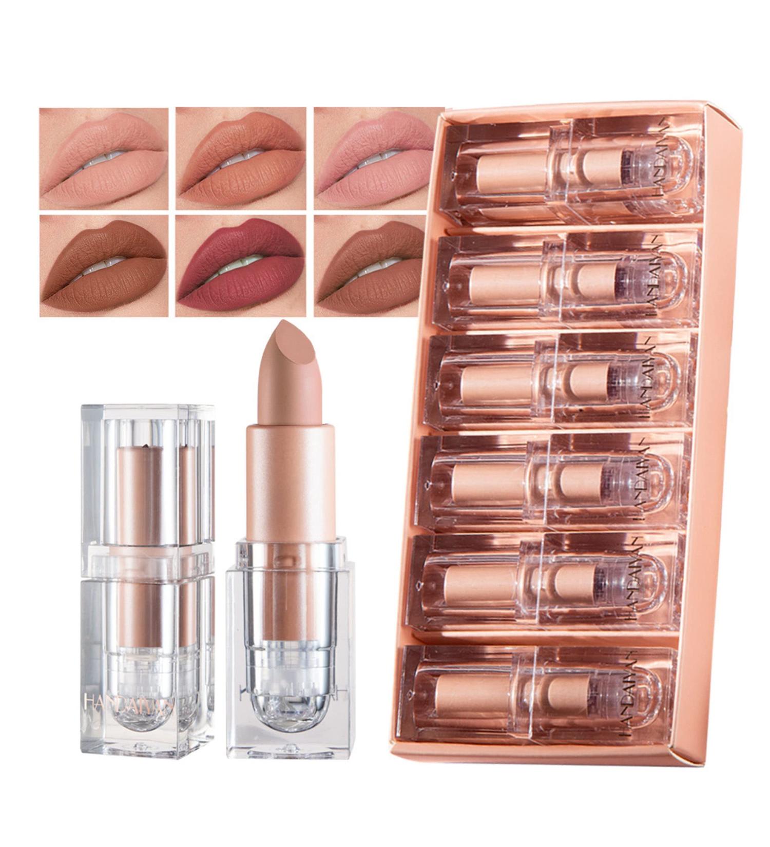 CCbeauty Matte Nude Lipstick Set - 6 Colors, Waterproof & Long-Lasting, Valentine's Day Gift for Women - Set B - Buy Online on GoSupps.com