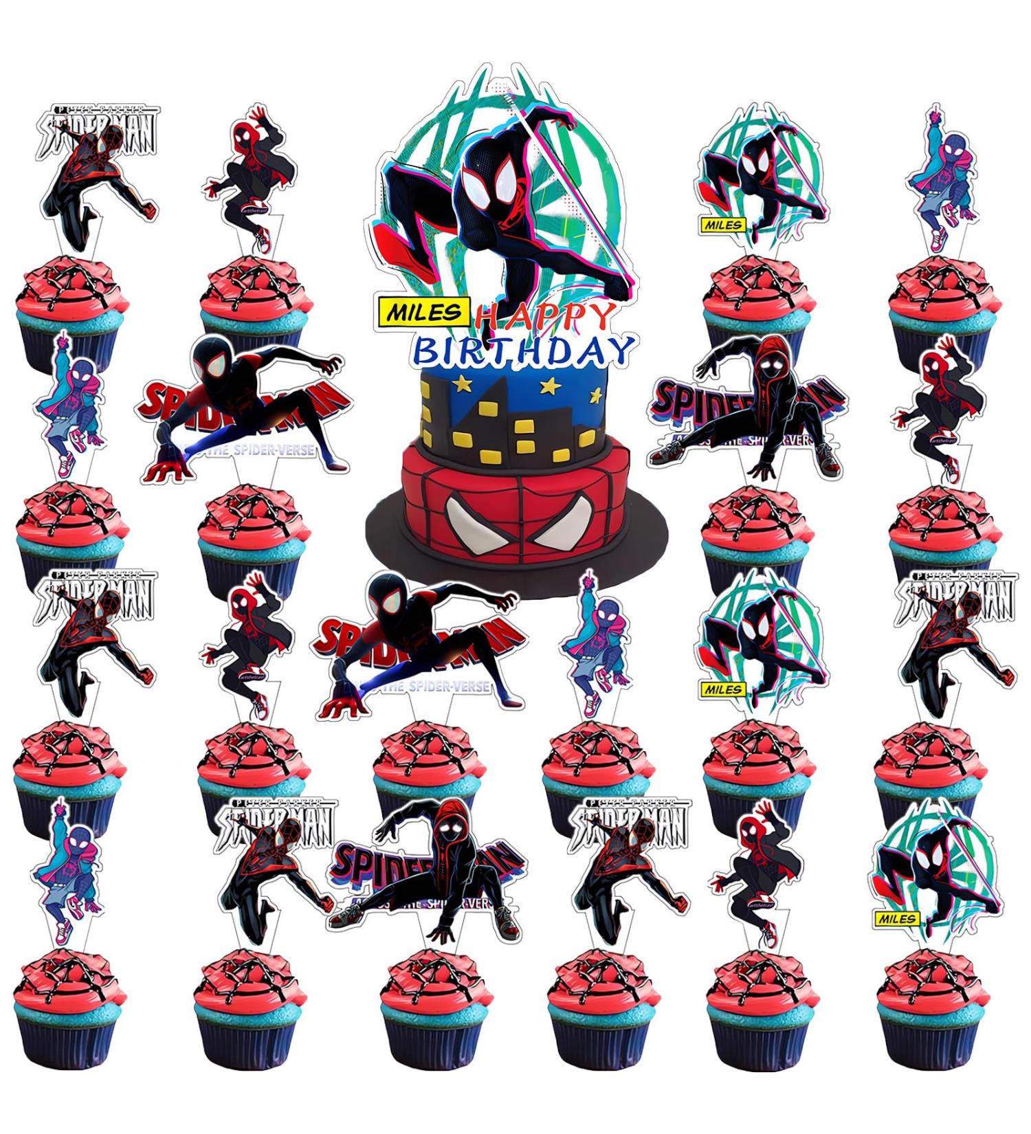 25Pcs Cake Toppers for Spiderman Spiders Birthday Party Supplies Spiders Theme Party Cupcake Decorations (F) - Buy Online on GoSupps.com