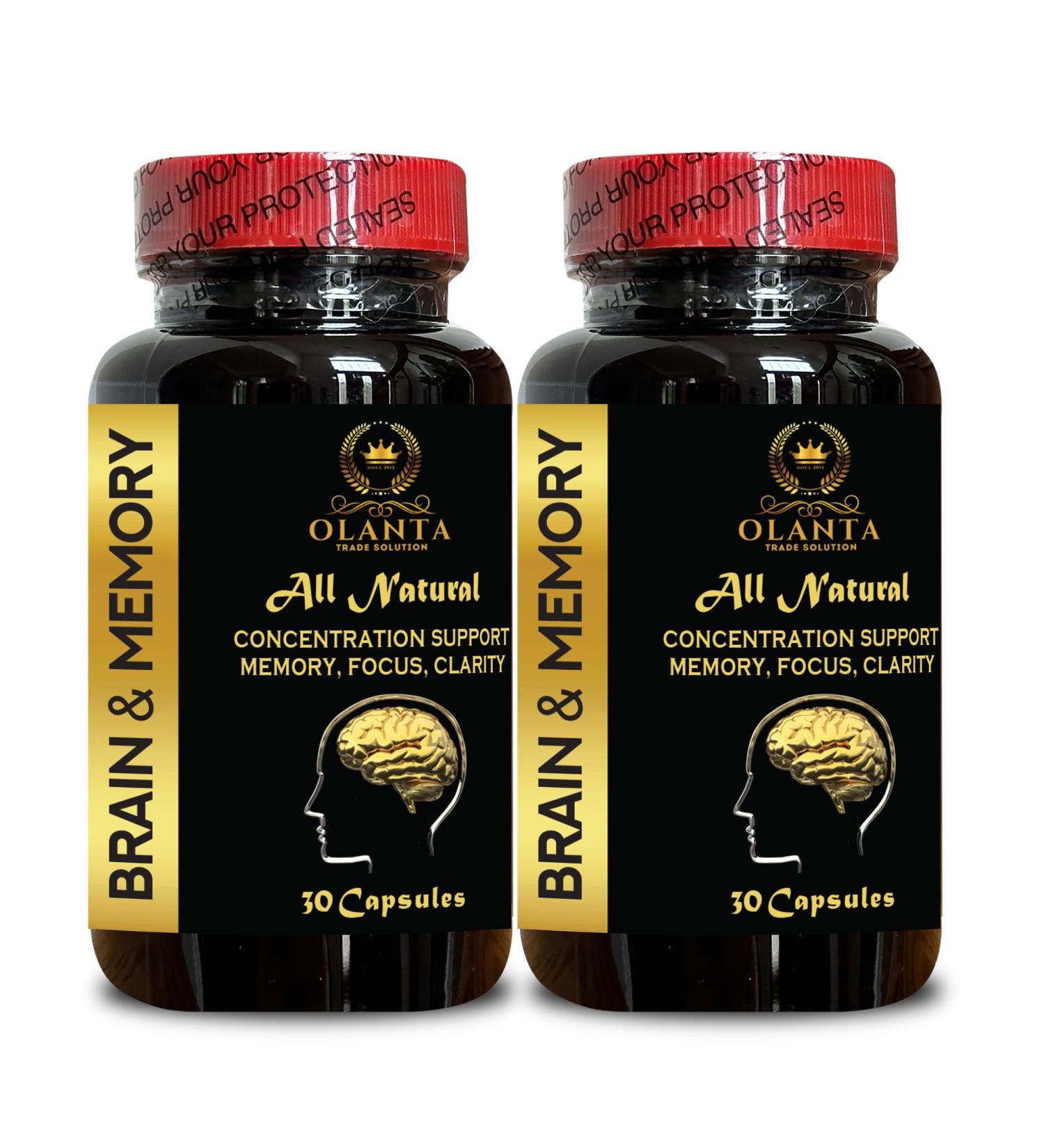 OLANTA TRADE SOLUTION Brain Memory Support - Brain Supplements for Memory and Focus Premium Brain Supplement Brain Pills Vitamin for Focus Memory Clarity - 2 Bottles 60 Capsules - Buy Online on GoSupps.com