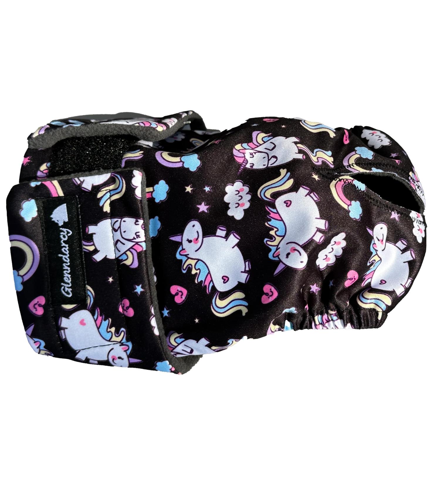 Glenndarcy Female Dog Diapers - Waterproof Fabric Small Size 2 Washable Pads - Unicorn Print - Buy Online on GoSupps.com