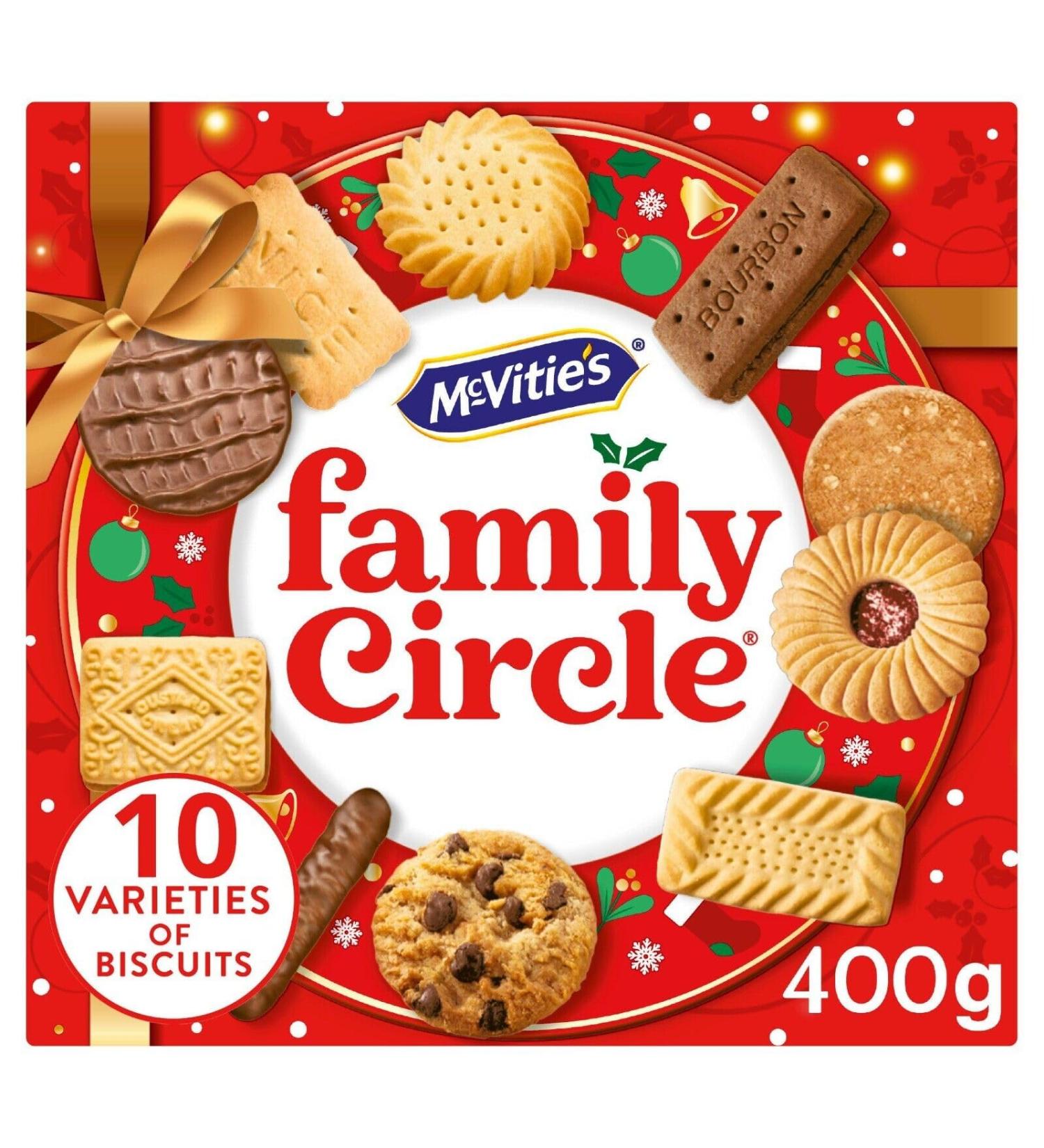 McVitie's Family Circle 10 premium varities Assortment of Creams Chocolate Jam and other Sweet Biscuits 400g Bulk cookies Perfect for Gifting Mum & Dad by zamfoods nutrition information pack - Buy Online on GoSupps.com
