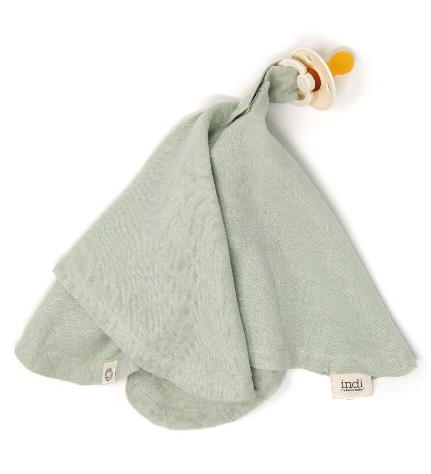 Indi by Kishu Baby Organic Paci Blanket - Fairtrade GOTS Certified Cotton Muslin Mini Baby Blanket (Sage) - Buy Online on GoSupps.com