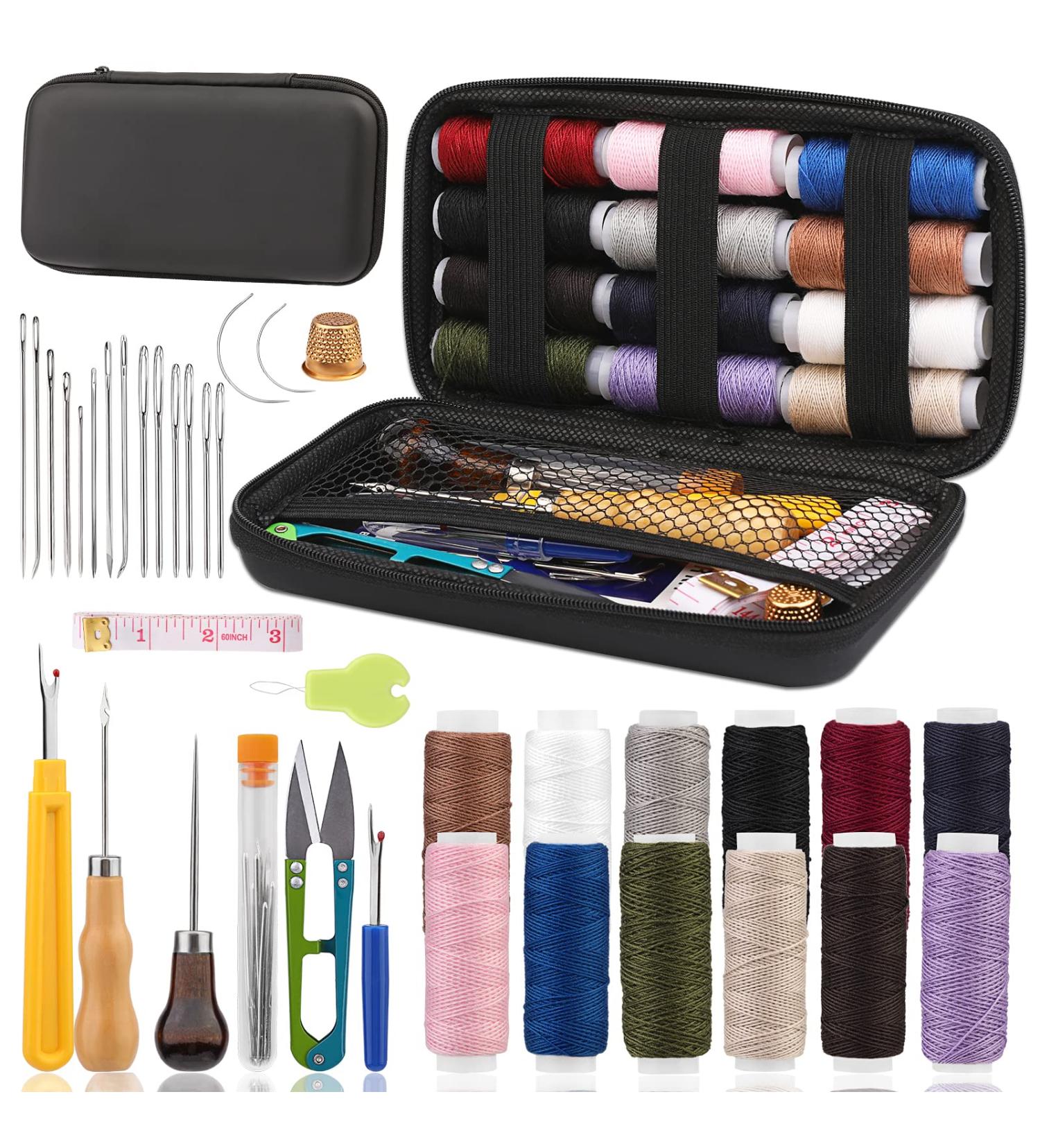 Upholstery Repair Sewing Kit  Heavy Duty Sewing Kit with Leather Sewing Needles  Curved Needles  Upholstery Thread  Sewing Awl  Seam Ripper  Leather Sewing Kit for Tent  Sofa  Canvas  Shoes  Carpet - Buy Online on GoSupps.com