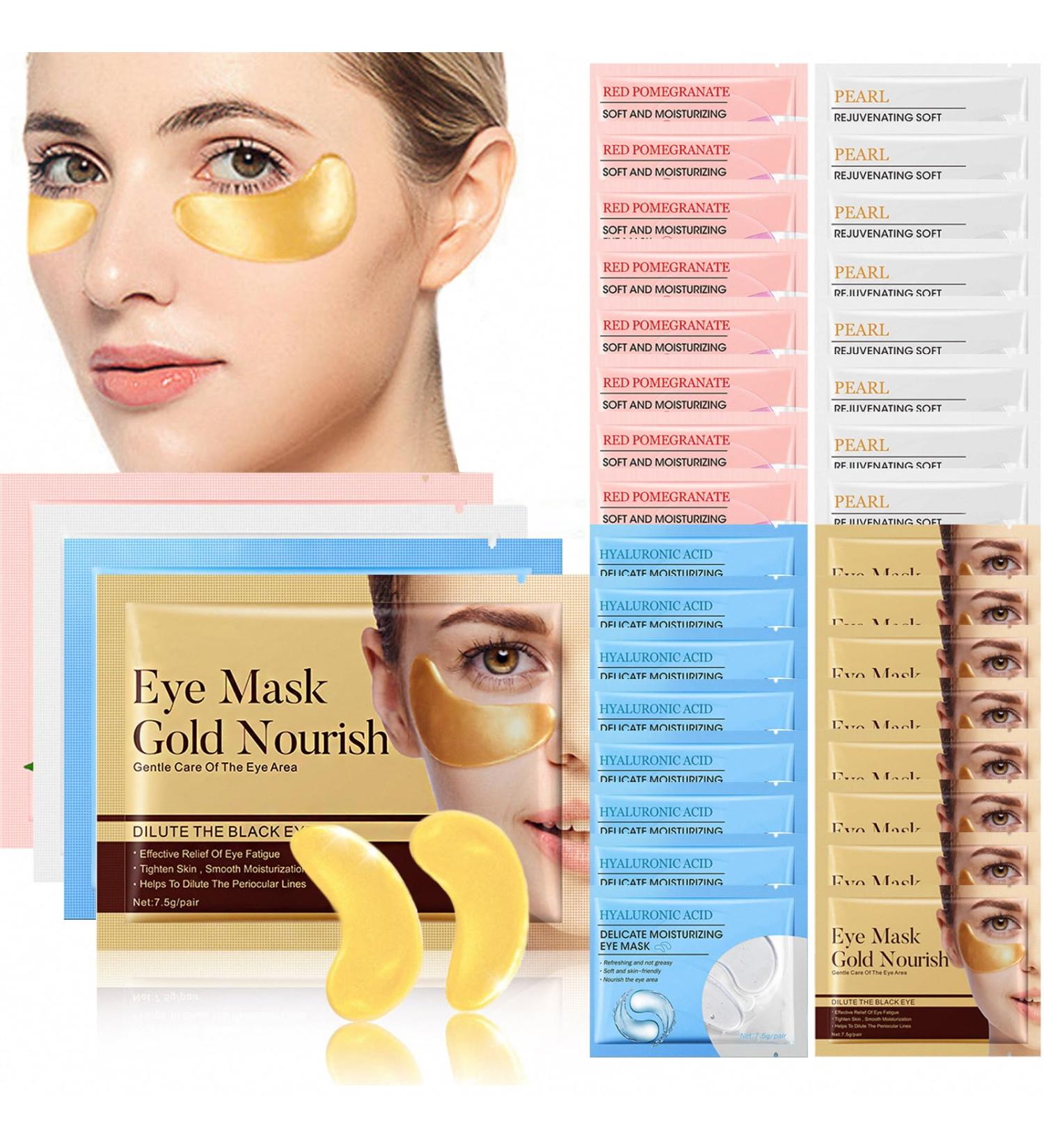  32 Pair 4 Flavors VEROA Under Eye Patches Set - Reduce Puffy Eye Bags Fine Lines Skincare Collagen Eye Patches Moisturizing Hydrating Brightening Hypoallergenic - Vegan Gold Eye Mask 4 Flavour - Buy Online on GoSupps.com
