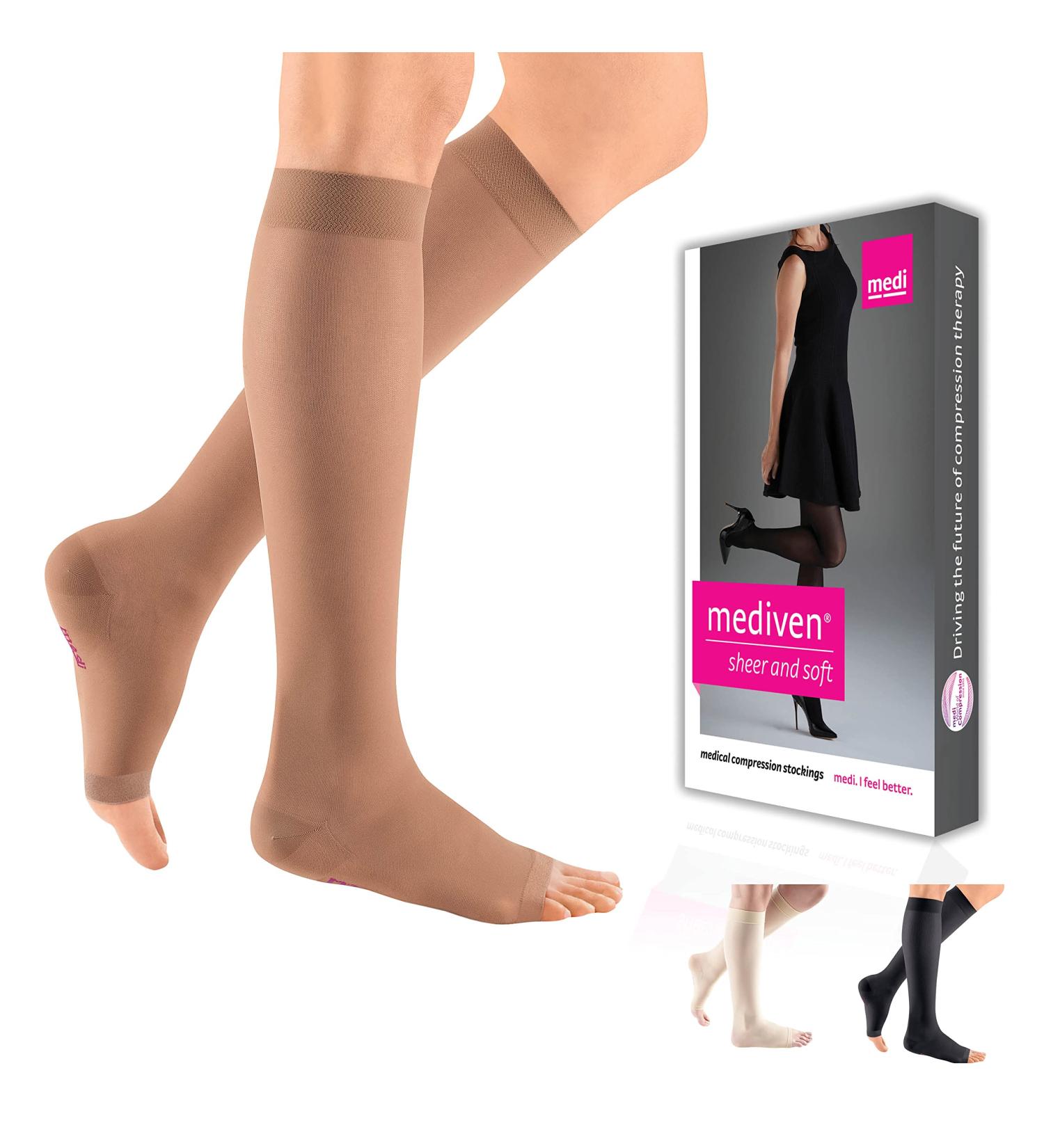 Buy Mediven Sheer & Soft Women s 20-30 mmHg Calf High Open Toe Compression Stockings - Natural Size III Standard - Buy Online on GoSupps.com