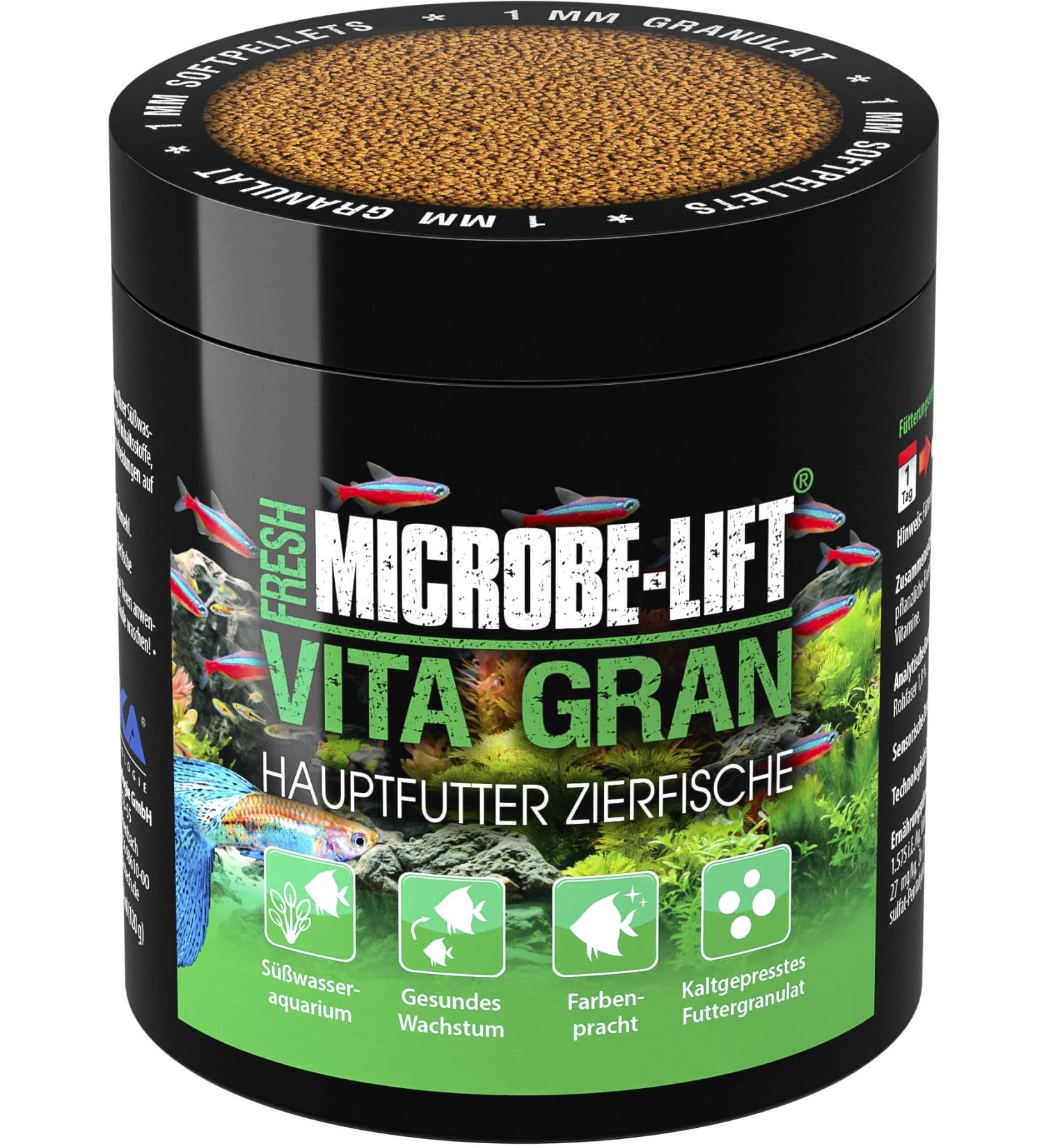 MICROBE-LIFT - Vita Gran | Granular Fish Food for Any Freshwater Aquarium | Promotes Vibrant Colors and Fish Growth | Content: 1000 ml/460 g - Buy Online on GoSupps.com