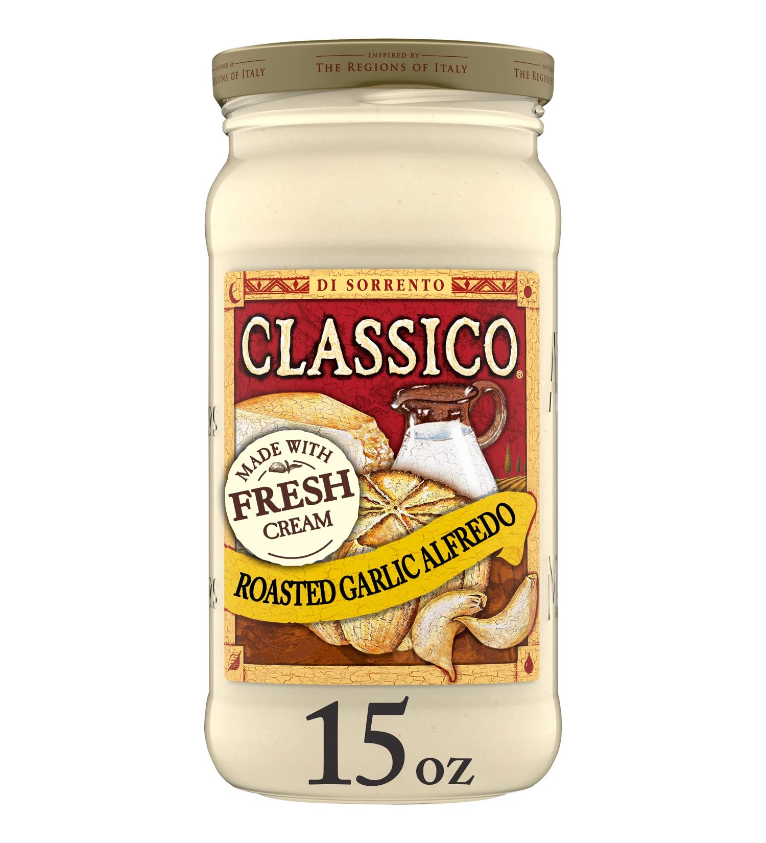 Classico Roasted Garlic Alfredo Pasta Sauce - 15 oz Jar - Buy Online on GoSupps.com