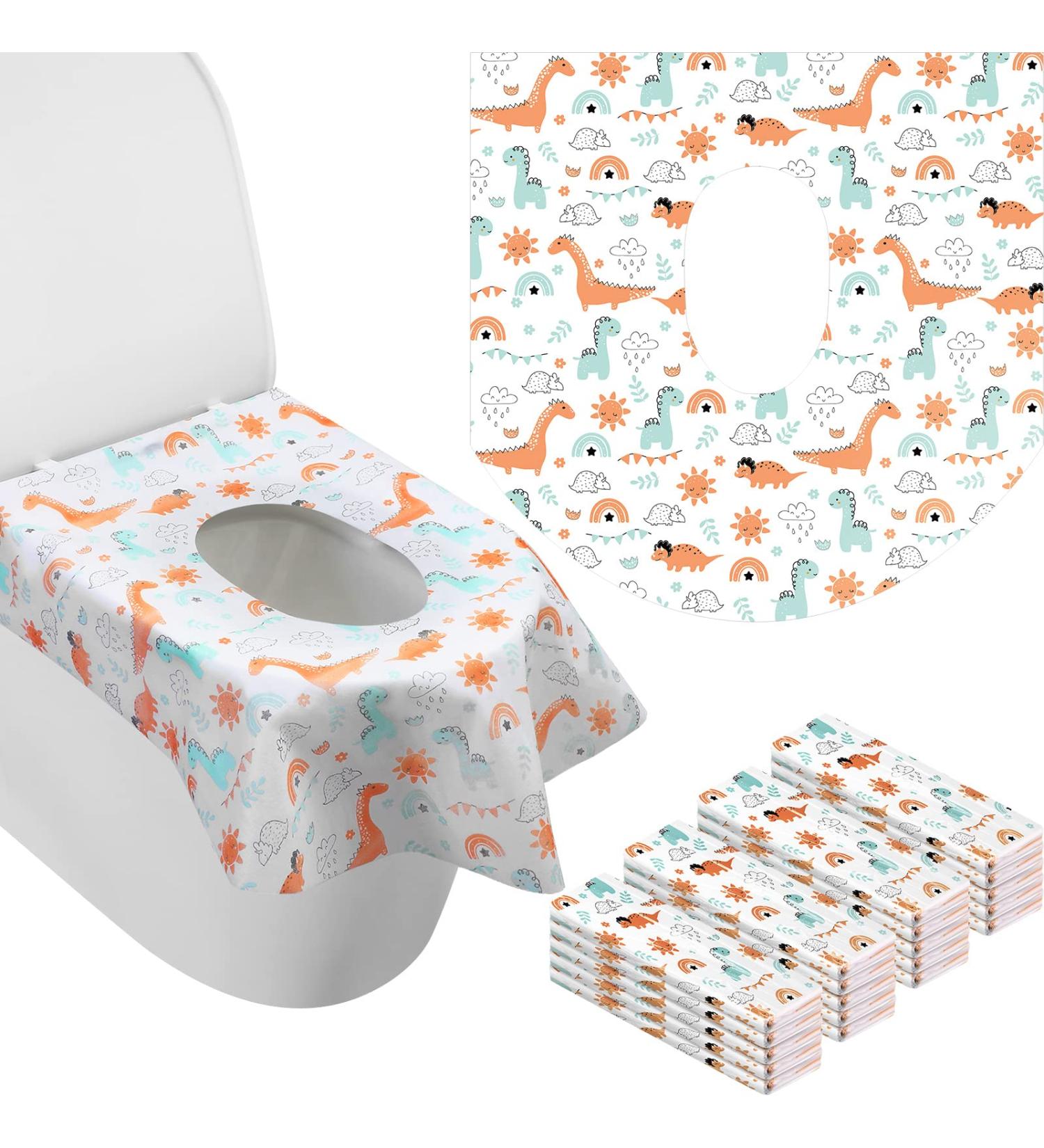 50 Pack Extra Large Disposable Waterproof Toilet Seat Covers for Kids & Adults - Portable, Individually Wrapped Toddler Potty Training Restroom Covers - Vivid Dinosaur Design - Buy Online on GoSupps.com