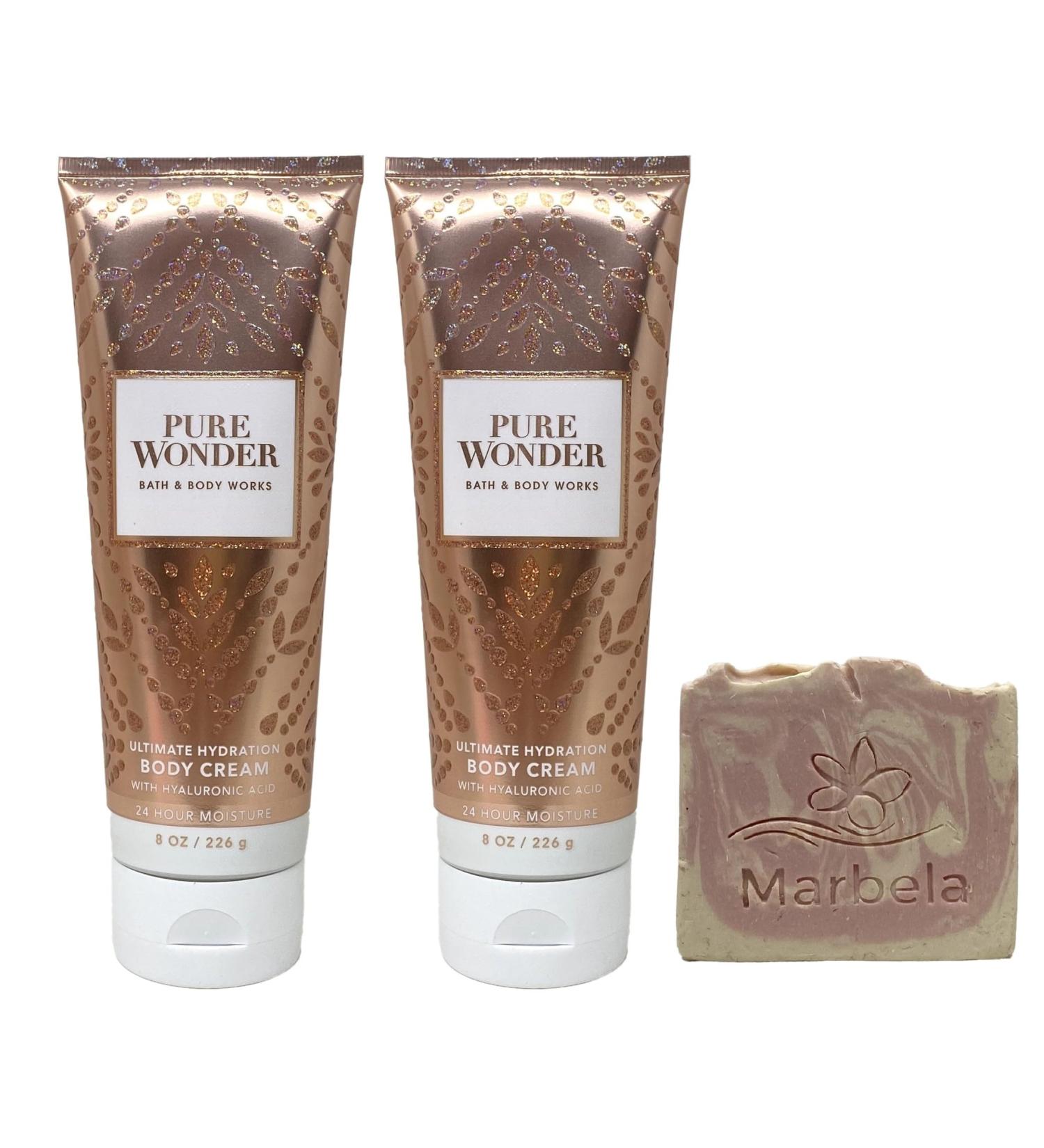 Bath & Body Works Pure Wonder Ultimate Hydration Body Cream 2 Pack with a Himalayan Salts Springs Sample Soap