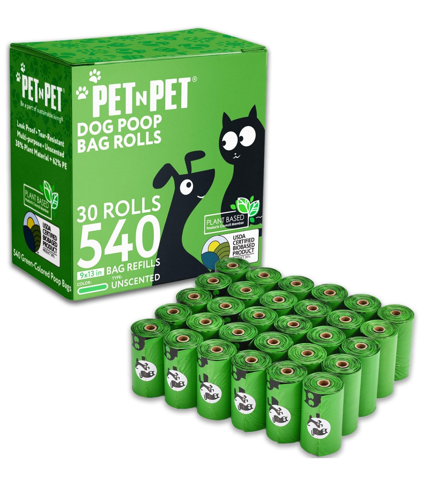 PET N PET 540-Count Unscented Dog Poop Bags Rolls: USDA Certified 38% Biobased for Poo Bags Dogs Waste Disposal. 1 count (Pack of 540) Unscented 540 Bags - Buy Online on GoSupps.com