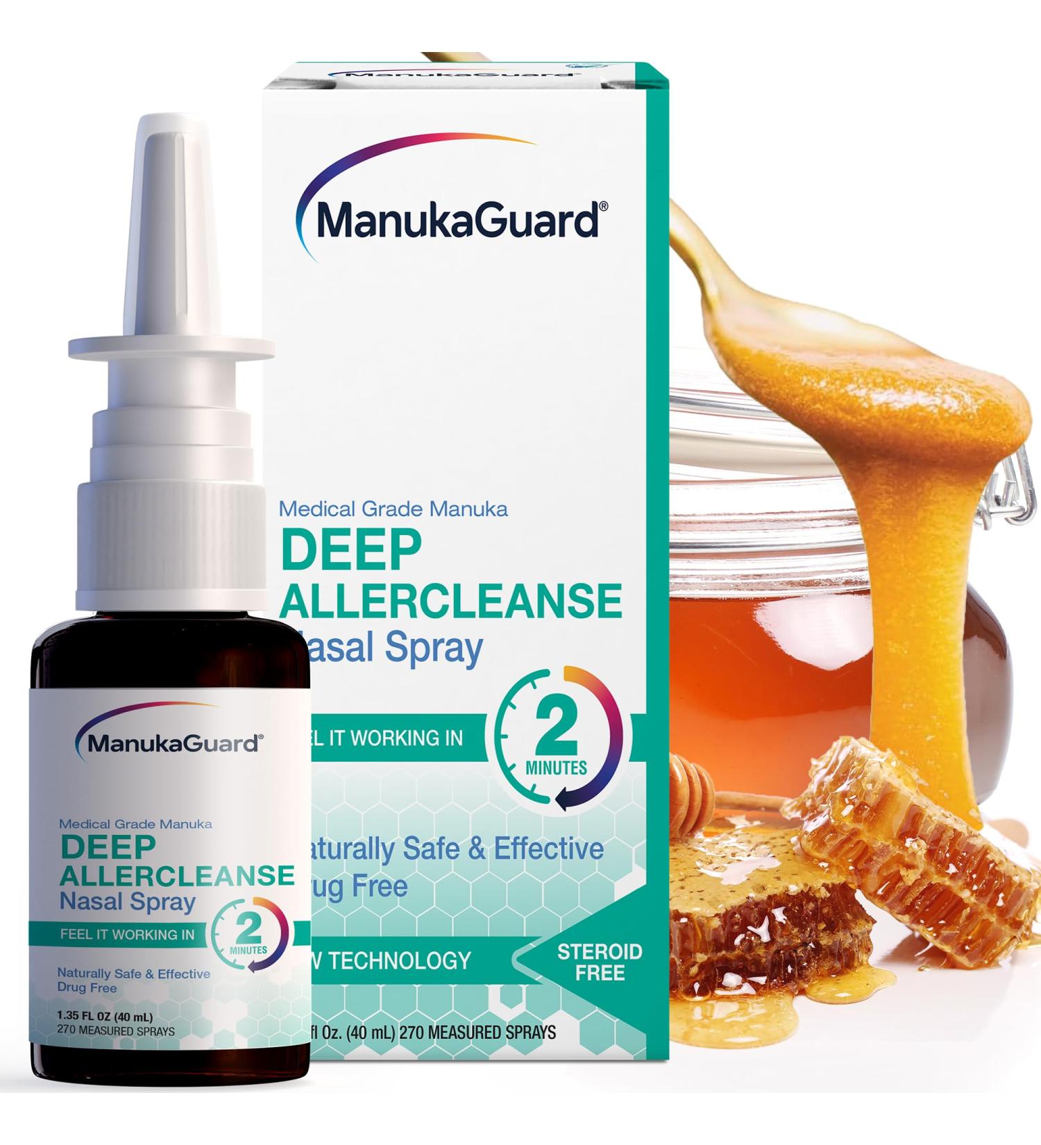 ManukaGuard Deep Allercleanse Medical Grade Manuka Honey Nasal Spray- Congestion Relief Drug Free & Alcohol Free 1.3 Fl oz - Buy Online on GoSupps.com