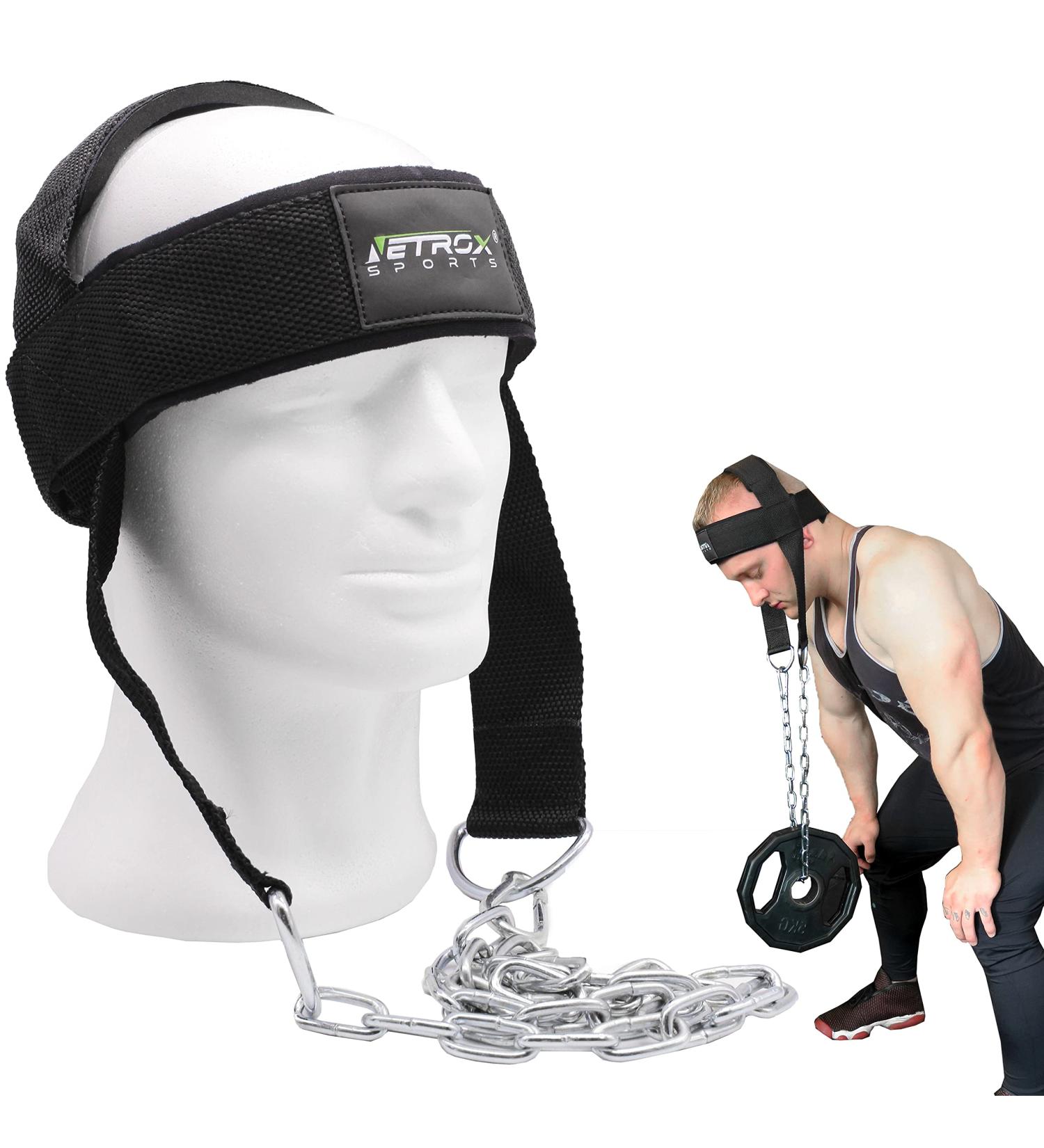 NetroxSports Neck Trainer - Strengthen Neck & Neck Area | Adjustable Harness & 80cm Steel Chain | Ideal for Bodybuilding Boxing Weightlifting & Martial Arts - Buy Online on GoSupps.com