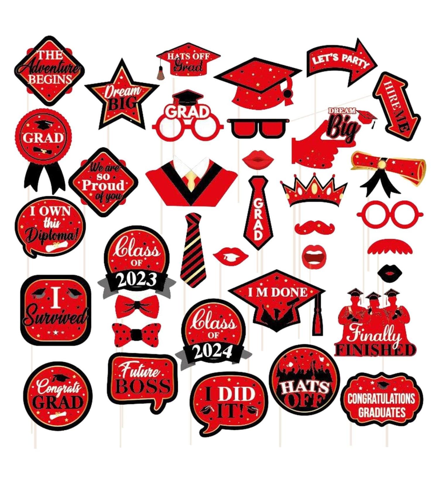 Graduation Cake Toppers Cake Decor Signs | Grad Cap Cupcake Picks Graduation Cap Diploma Cupcake Picks Graduation Cake Pick Decoration High School Rasoli Red - Buy Online on GoSupps.com