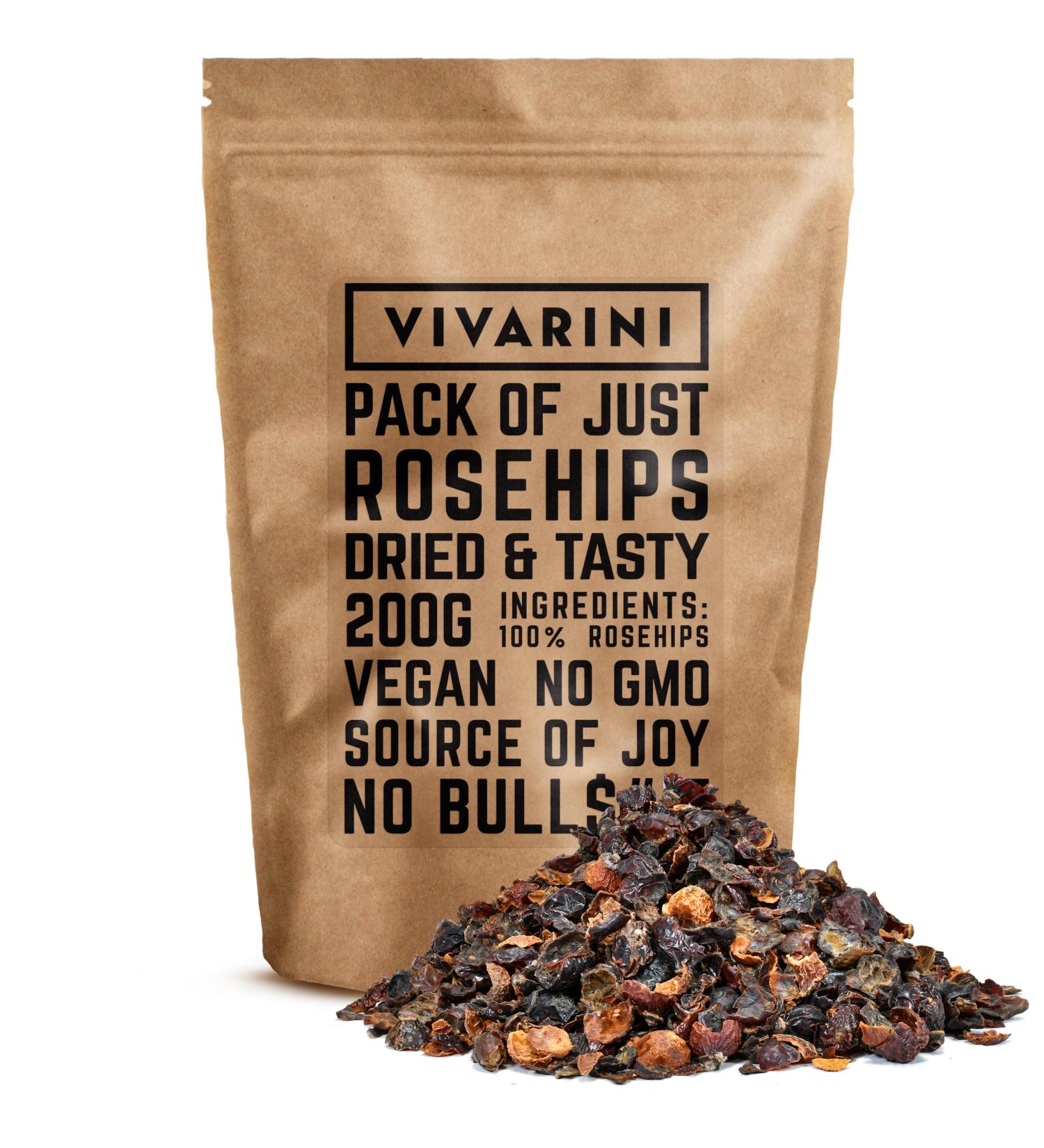 Vivarini Wild Rose Fruit 200g | Healthy Snack | Supplement to Tea, Yerba Mate, Dishes & Desserts | Valuable Source of Nutrients | Dried Wild Rose Fruit | 0.2 kg