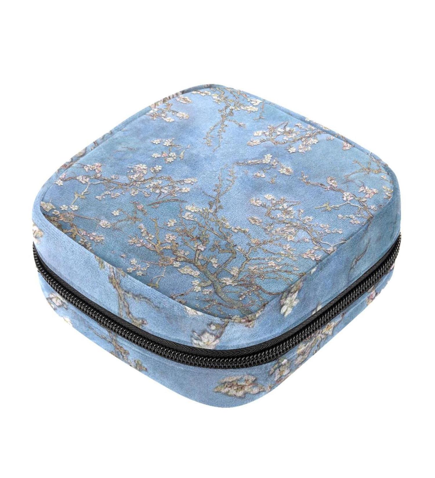 Almond Flower Pattern Menstrual Pad & Cup Pocket Bag - Perfect for Teens & Women | Stylish Storage Solution - Buy Online on GoSupps.com