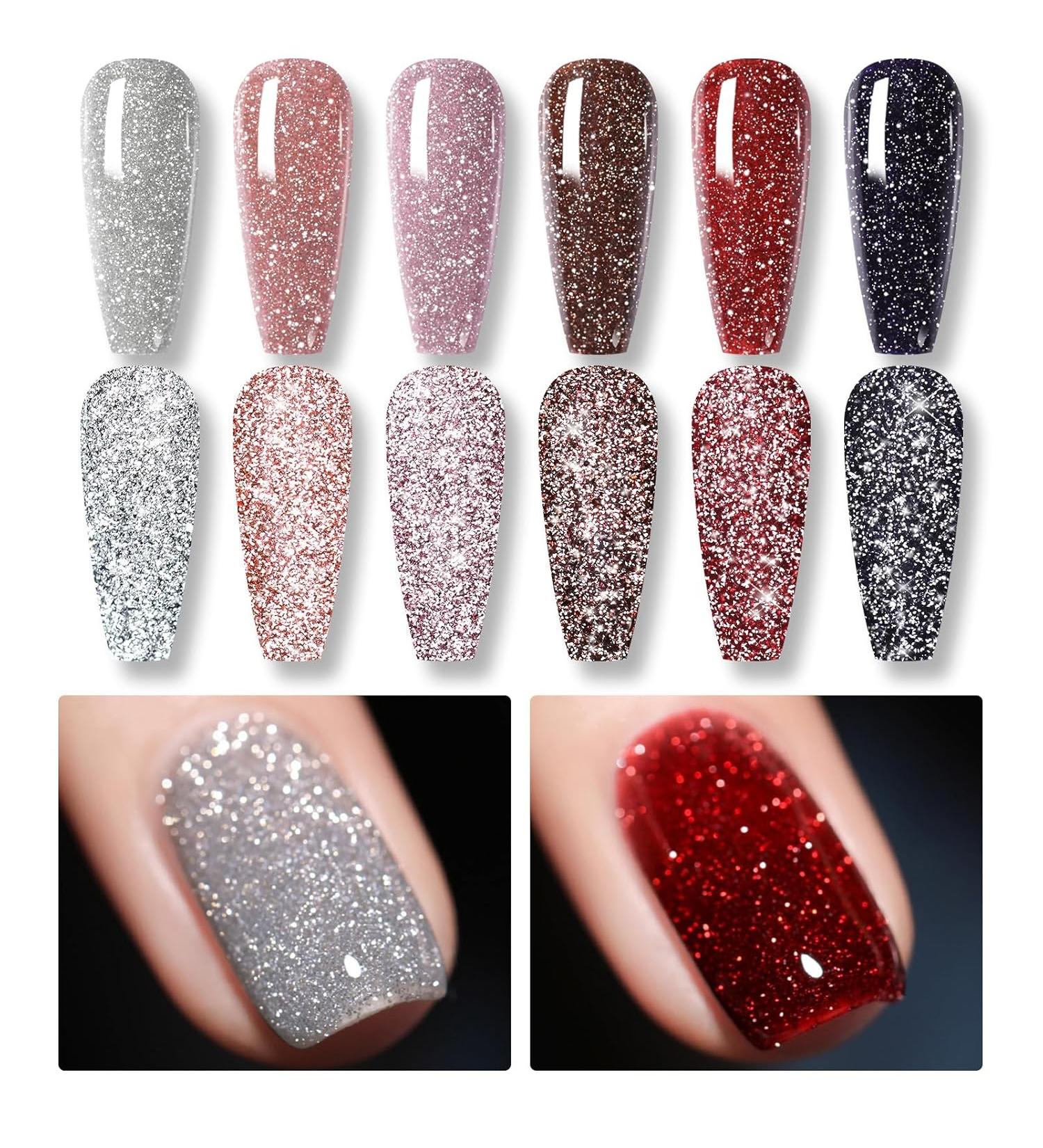 Born Pretty UV Nail Polish Glitter Gel Nail Polish Glitter Reflechissant Sparkling Red Black Soak UV Lacquer Sparkly Shiny Gel - Dark Glitter - Buy Online on GoSupps.com