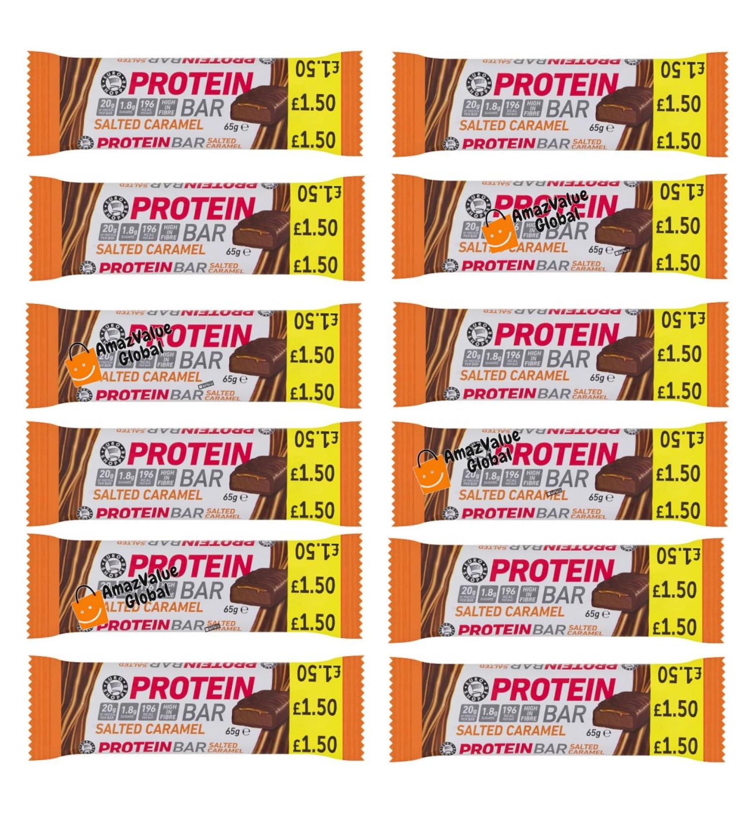 Euro Shopper Salted Caramel Protein Bar 65g (Pack of 12)