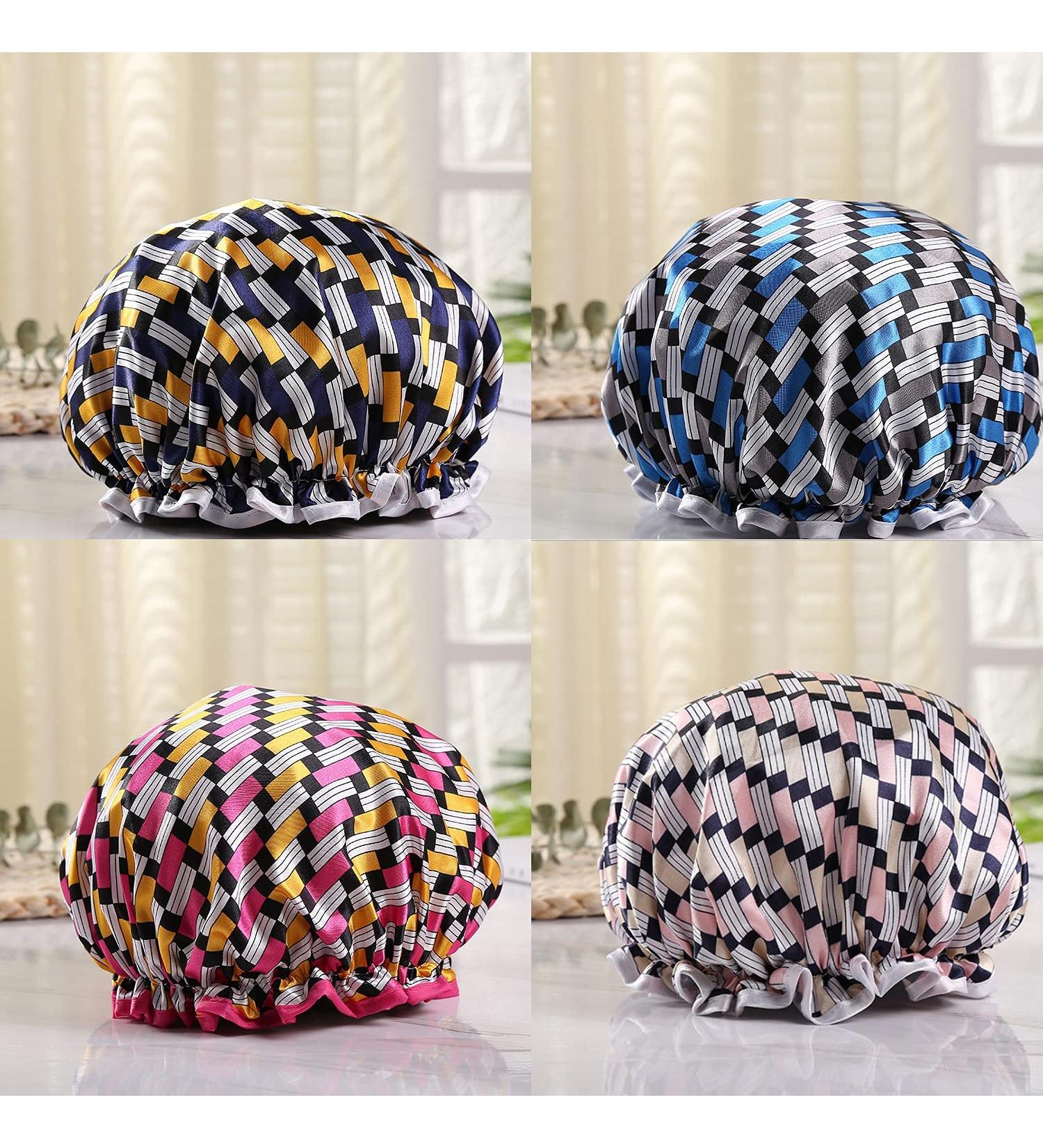 4pcs High Stretch Lined Shower Caps for Long & Short Hair - XL Size - Buy Online on GoSupps.com