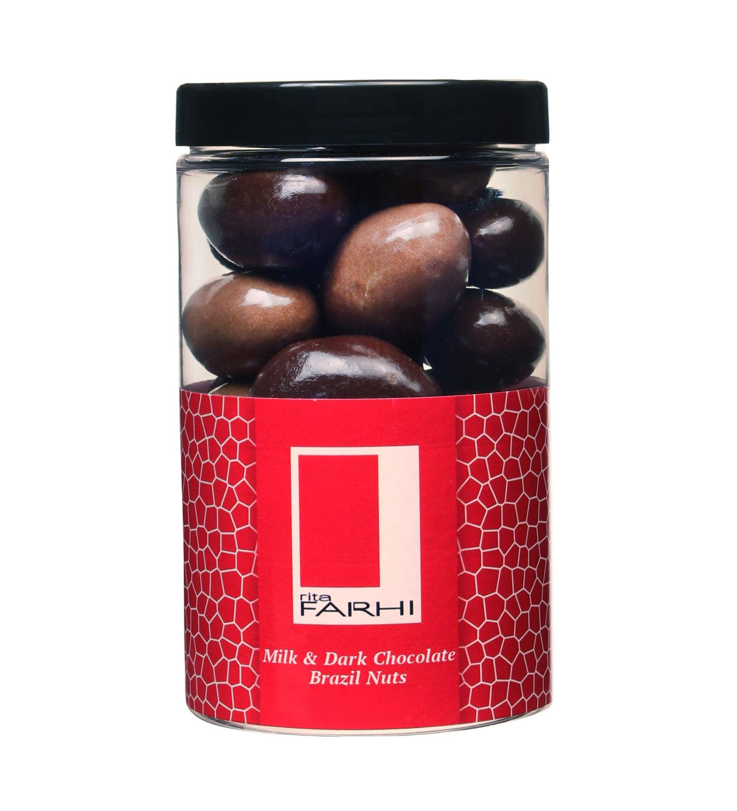 Rita Farhi Milk & Dark Chocolate Brazils 300g - New Palm Oil Free Recipe Milk and Dark Chocolate Covered Brazil Nuts - Buy Online on GoSupps.com