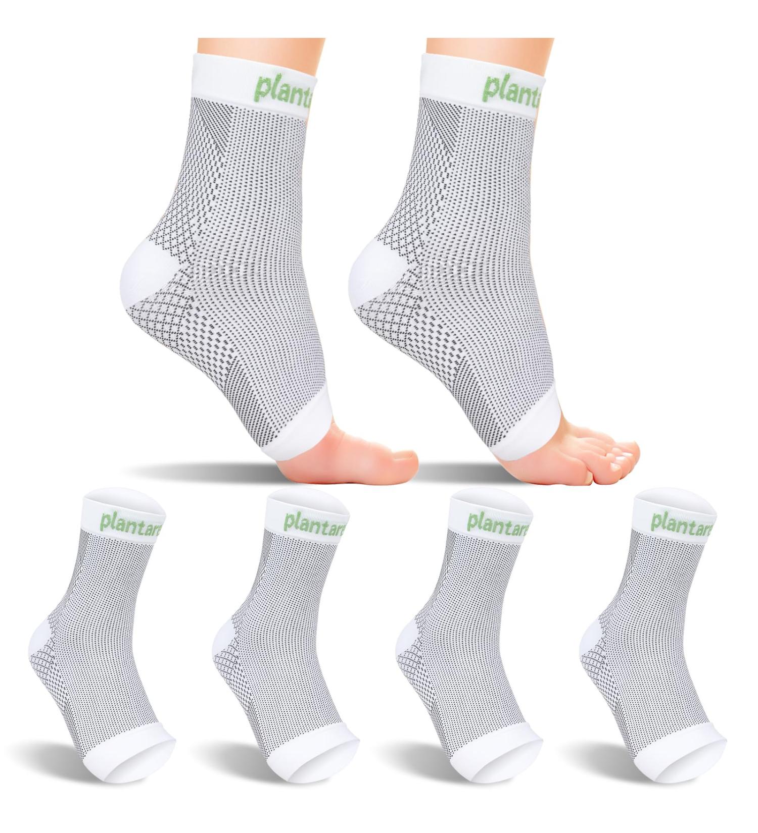 Plantarelief Neuropathy Socks for Women & Men - Compression Ankle Socks for Pain Relief & Swelling - 2 Pairs L/XL - White - Buy Online on GoSupps.com