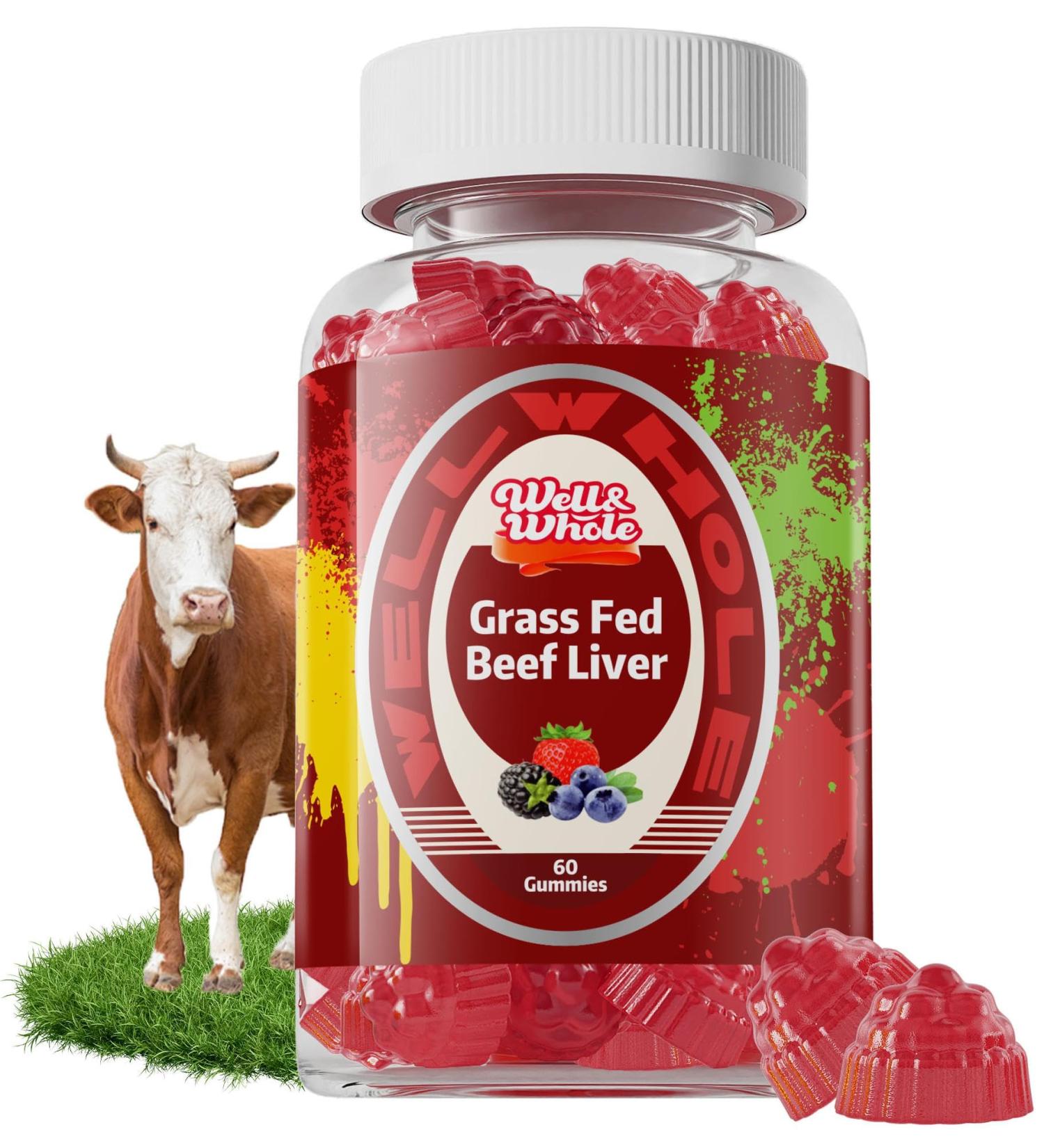 Well&Whole Grass Fed Beef Liver Gummies, Dessicated Beef Liver Supplement for Energy, Immunity, and Full Wellness - Non GMO, Gluten Free, 60 Counts 1 - Buy Online on GoSupps.com