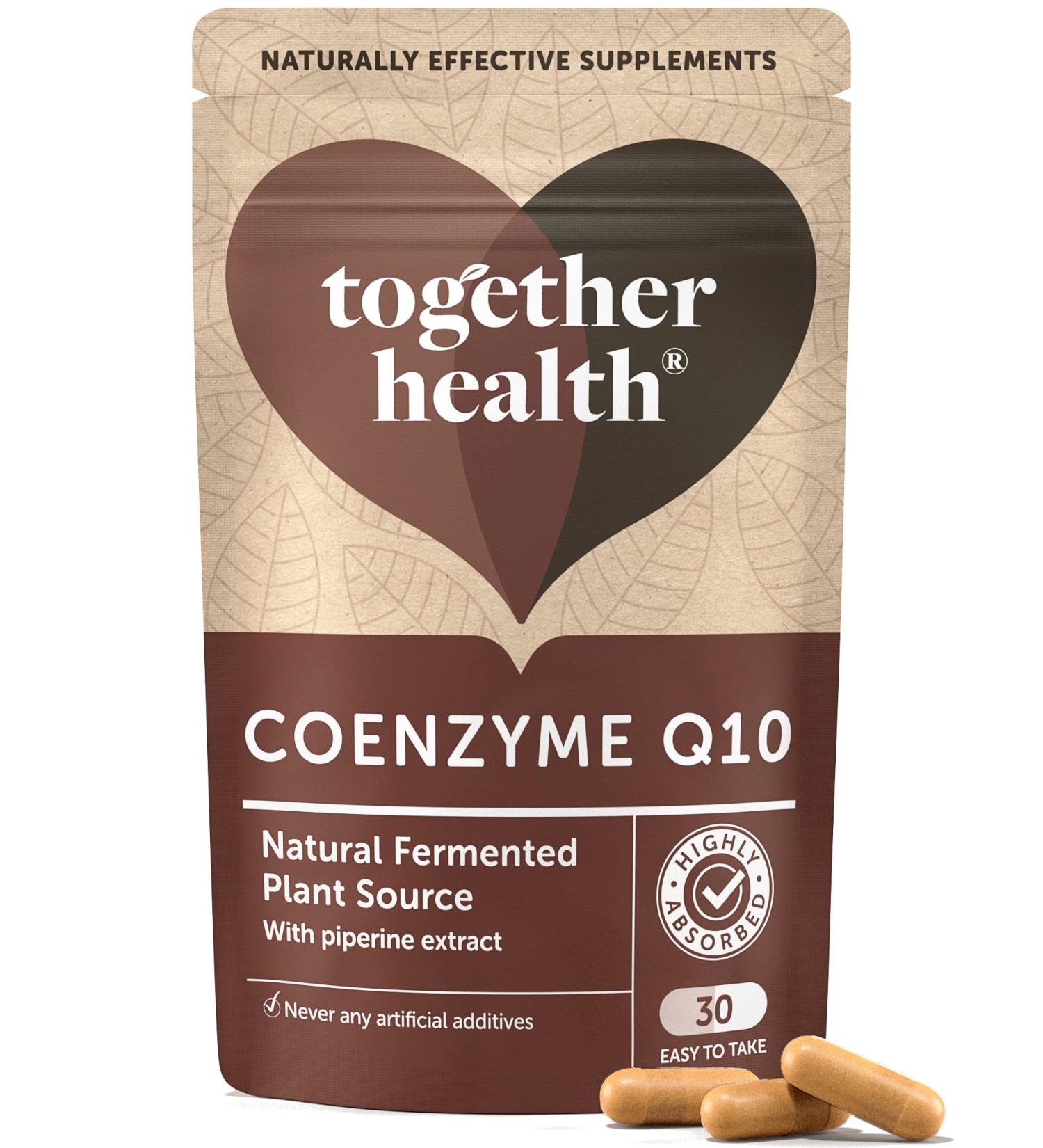 Coenzyme Q10 95% Piperine Vegecaps | Vegan Friendly & UK Made | Naturally Fermented Ubiquinone | Together Health - Buy Online on GoSupps.com