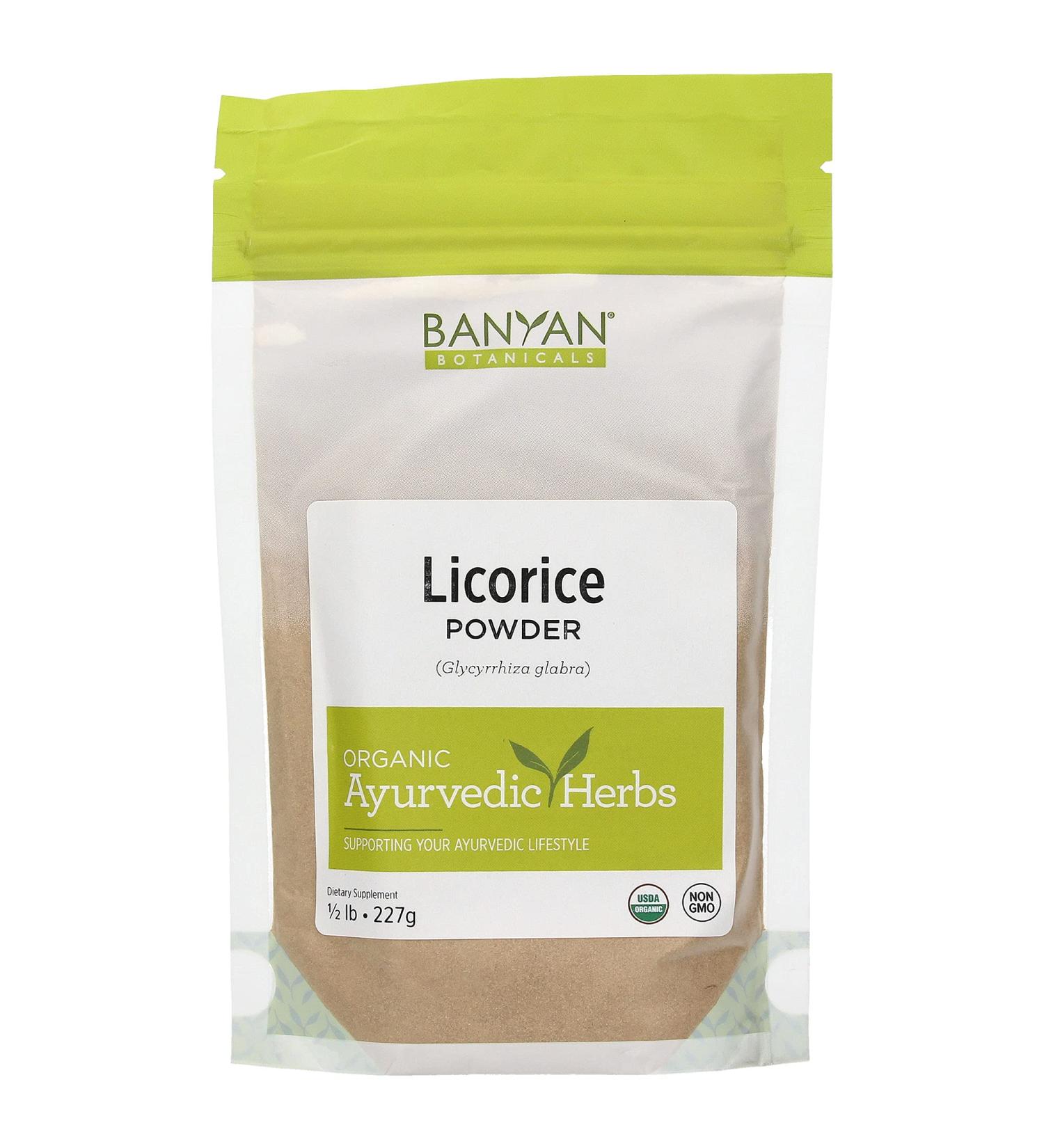 Banyan Botanicals Licorice Root Powder 1/2lb - USDA Organic Glycyrrhiza Glabra - Ayurvedic Herb for Lungs, Skin & Stomach 8oz - Buy Online on GoSupps.com