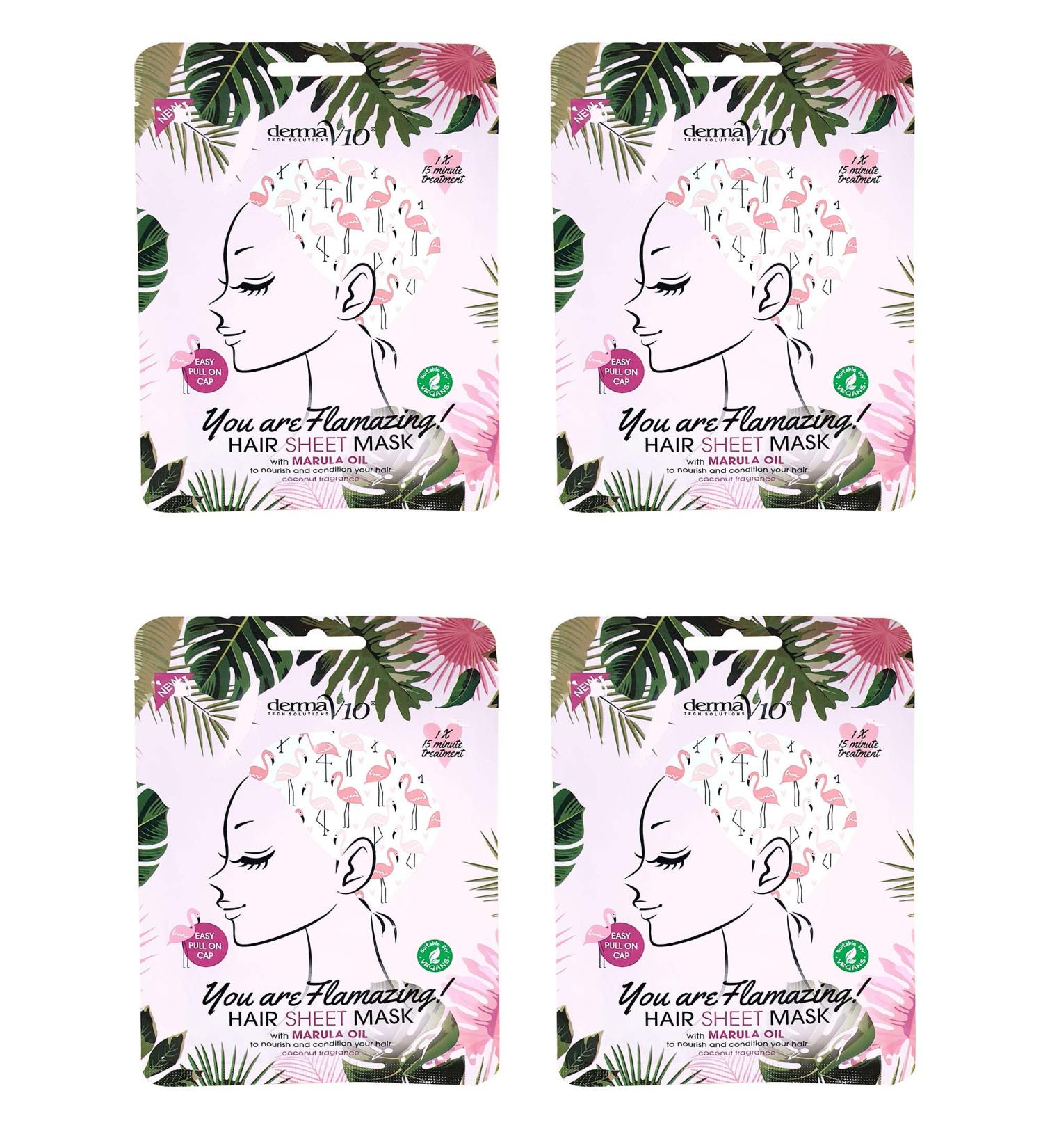  Derma V10 Derma V10 Vegan Nourishing & Conditioning Masks (4 Packs of Marula Oil) - Buy Online on GoSupps.com