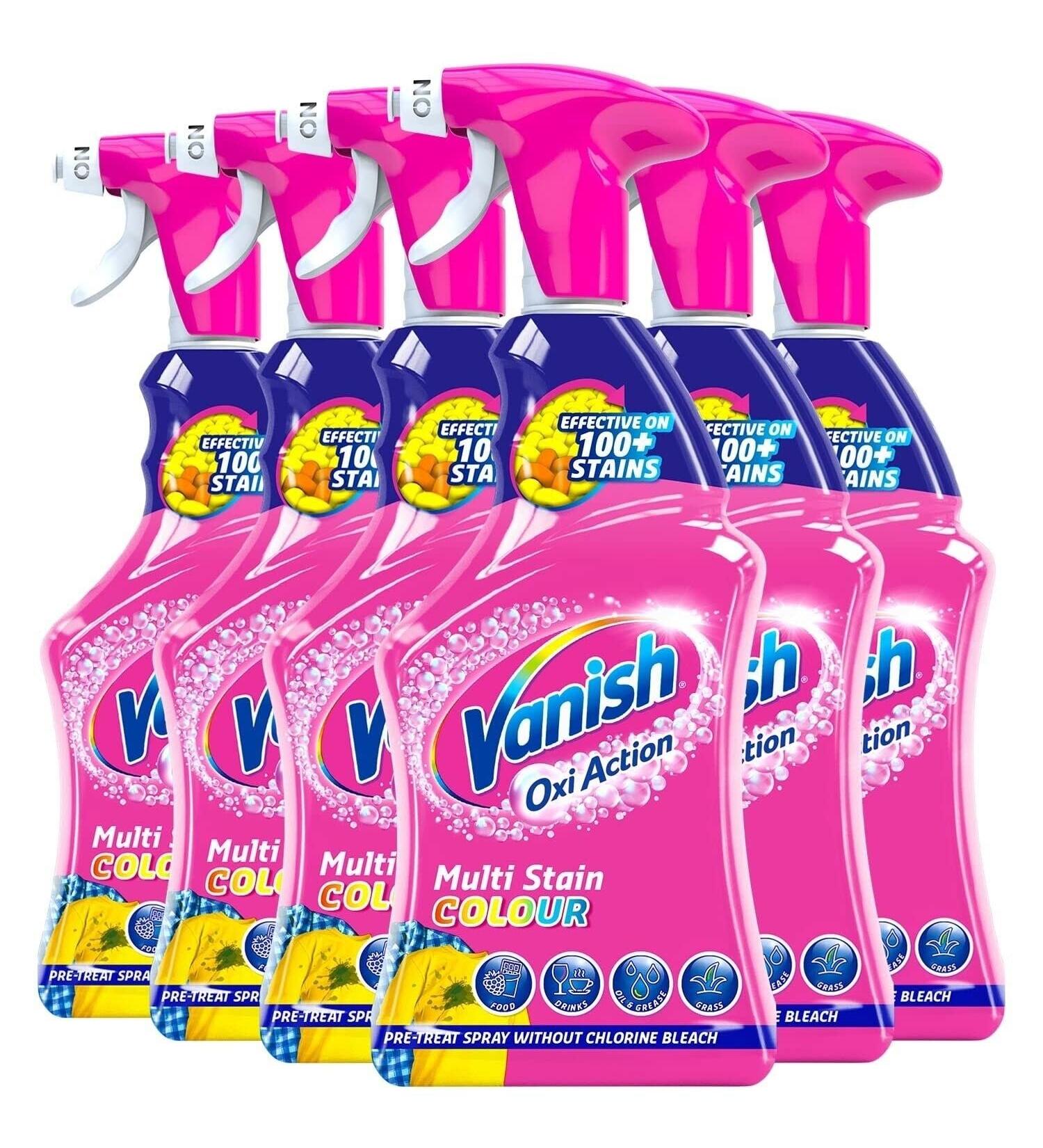 Vanish - Oxi Action - Multi Stain Spray for Couloured Garments and Fabrics - 500ml Pre-Treat Spray Without Chlorine Bleach (6 x 500ml) 500 ml (Pack of 1) - Buy Online on GoSupps.com