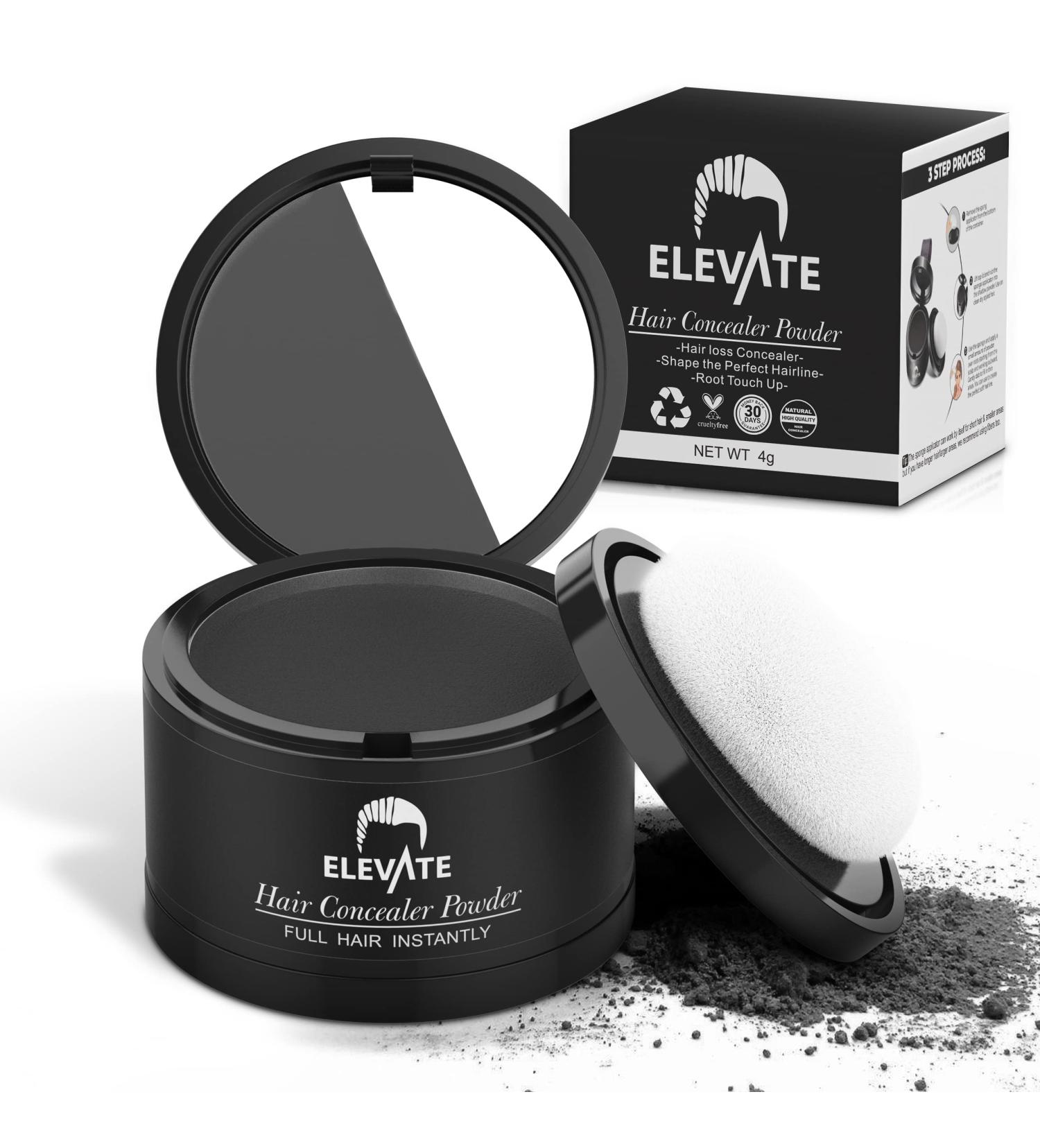 ELEVATE Hair Line Powder - Instant Hair Loss Concealer & Root Touch Up for Men & Women | Gray Coverage in Black - Buy Online on GoSupps.com