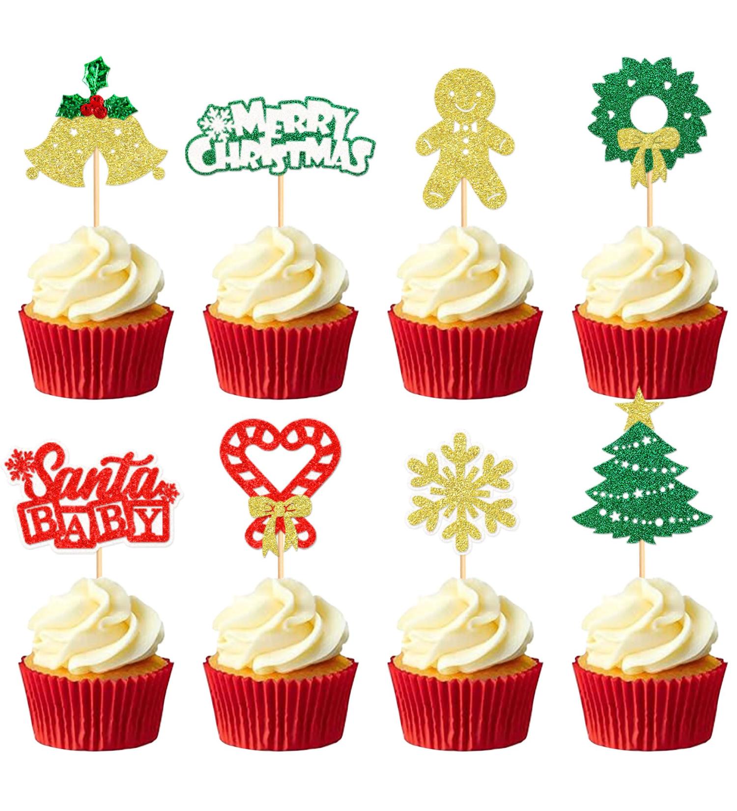 Ercadio 24 Pack Christmas Santa Baby Cupcake Toppers Green Glitter Santa Baby Cupcake Picks Xmas Holiday Cupcake Picks Merry Christmas Theme Gender Reveal Party Cake Decorations Supplies B-santa Baby Green - Buy Online on GoSupps.com