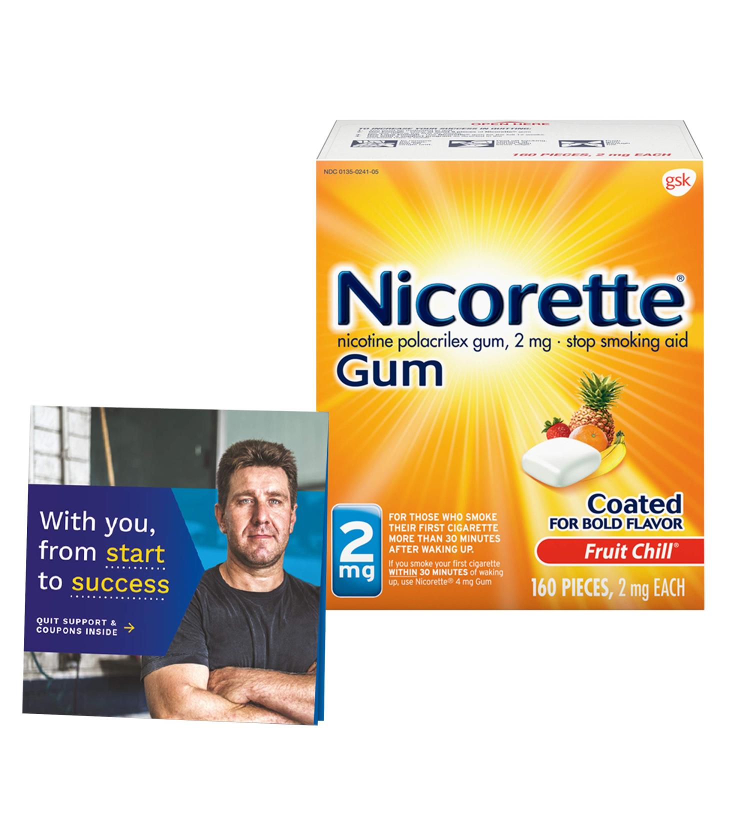 Nicorette 2 mg Fruit Chill Nicotine Gum - Stop Smoking Aid (160 Count) - Buy Online on GoSupps.com