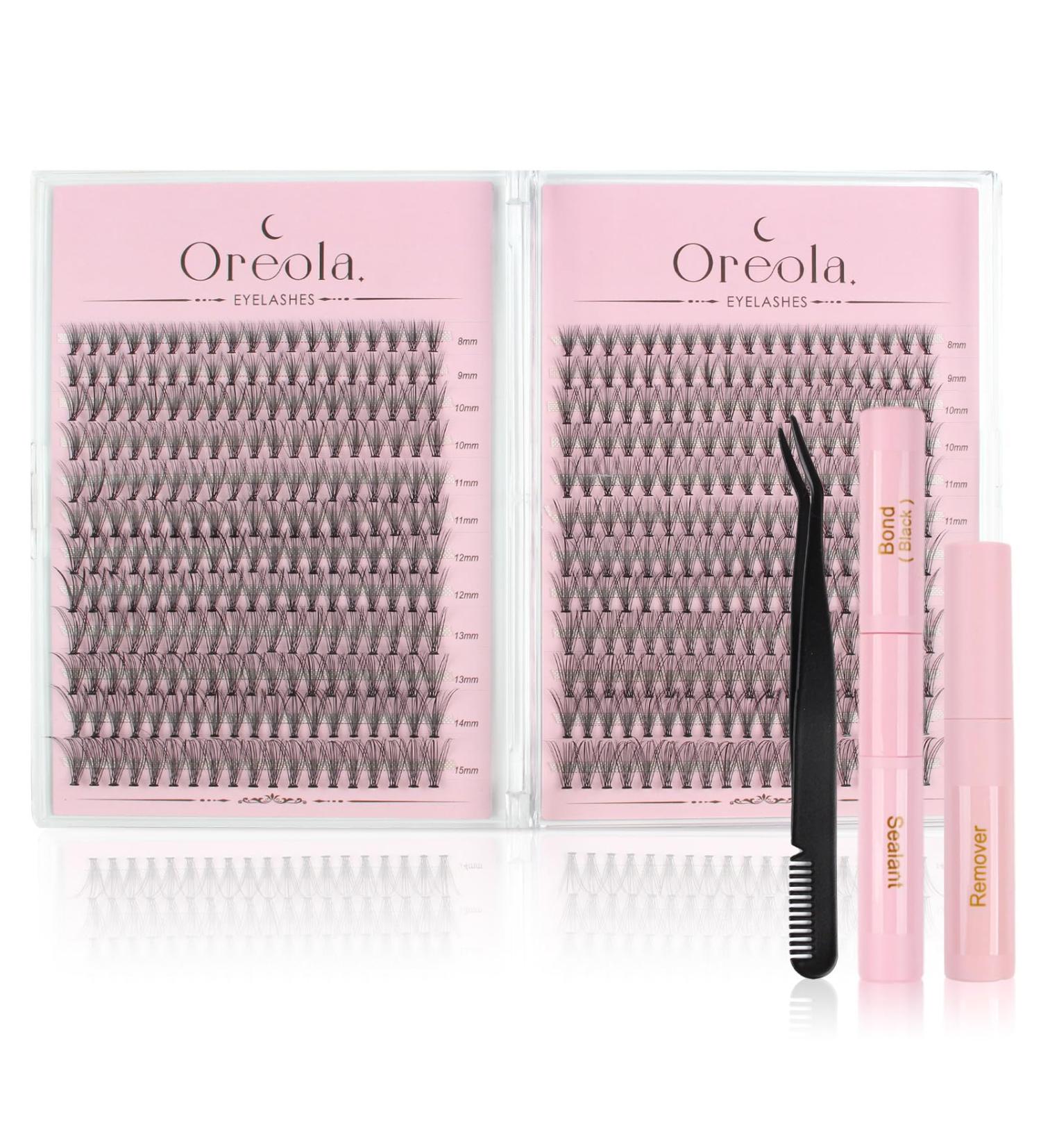 Oreola 456-Piece False Eyelash Extension Set | C Curl 20D Wispy Natural Look | Includes Adhesive Tweezers & Remover - DIY Eyelash Kit - Buy Online on GoSupps.com