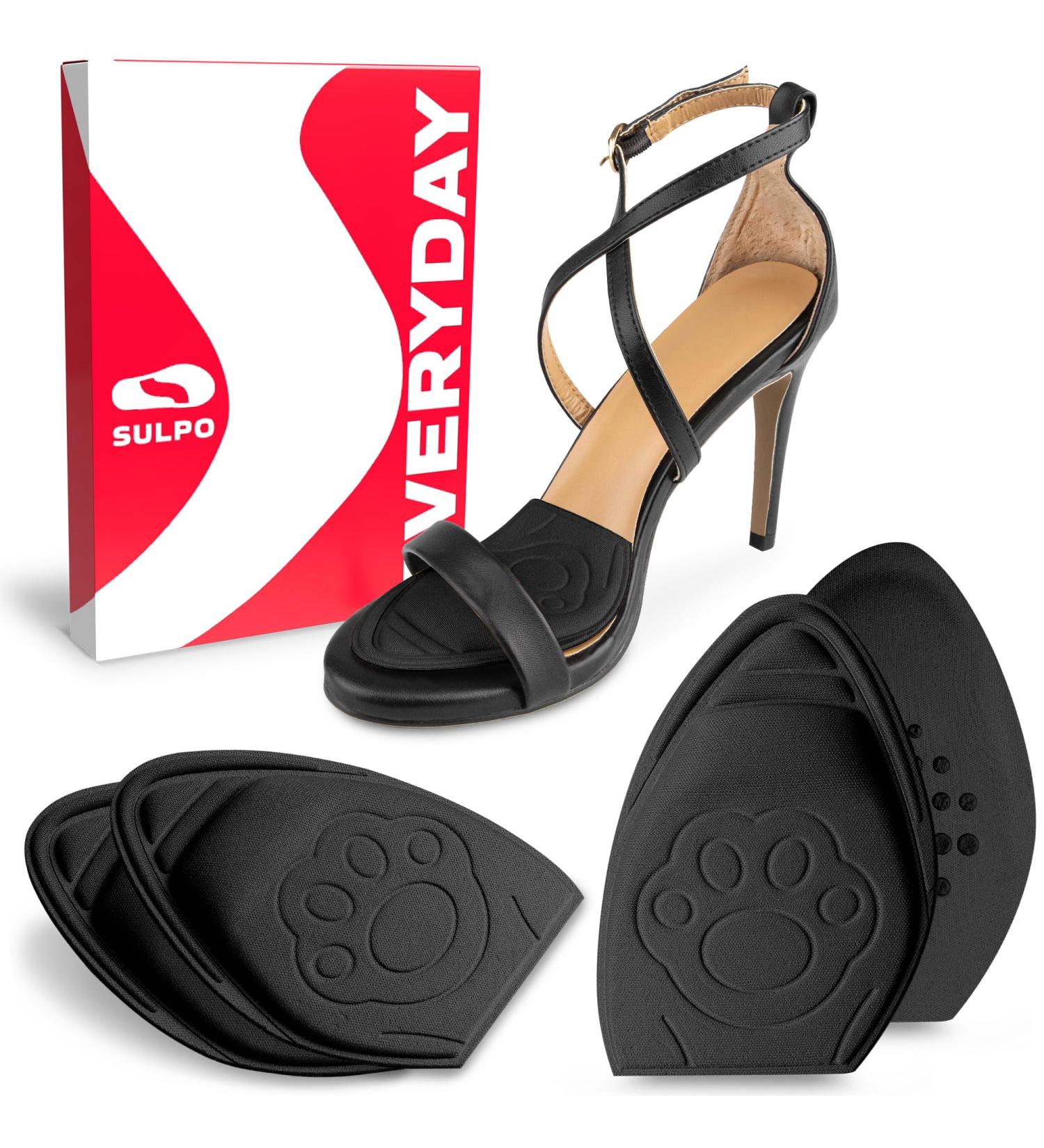 Buy Sulpo 2 Pair Bale Poles for Large Shoes - EVA Foam Foot Pain Relief Sponge Heel Cushion & Toe Filler - Universal Fit Black - Buy Online on GoSupps.com