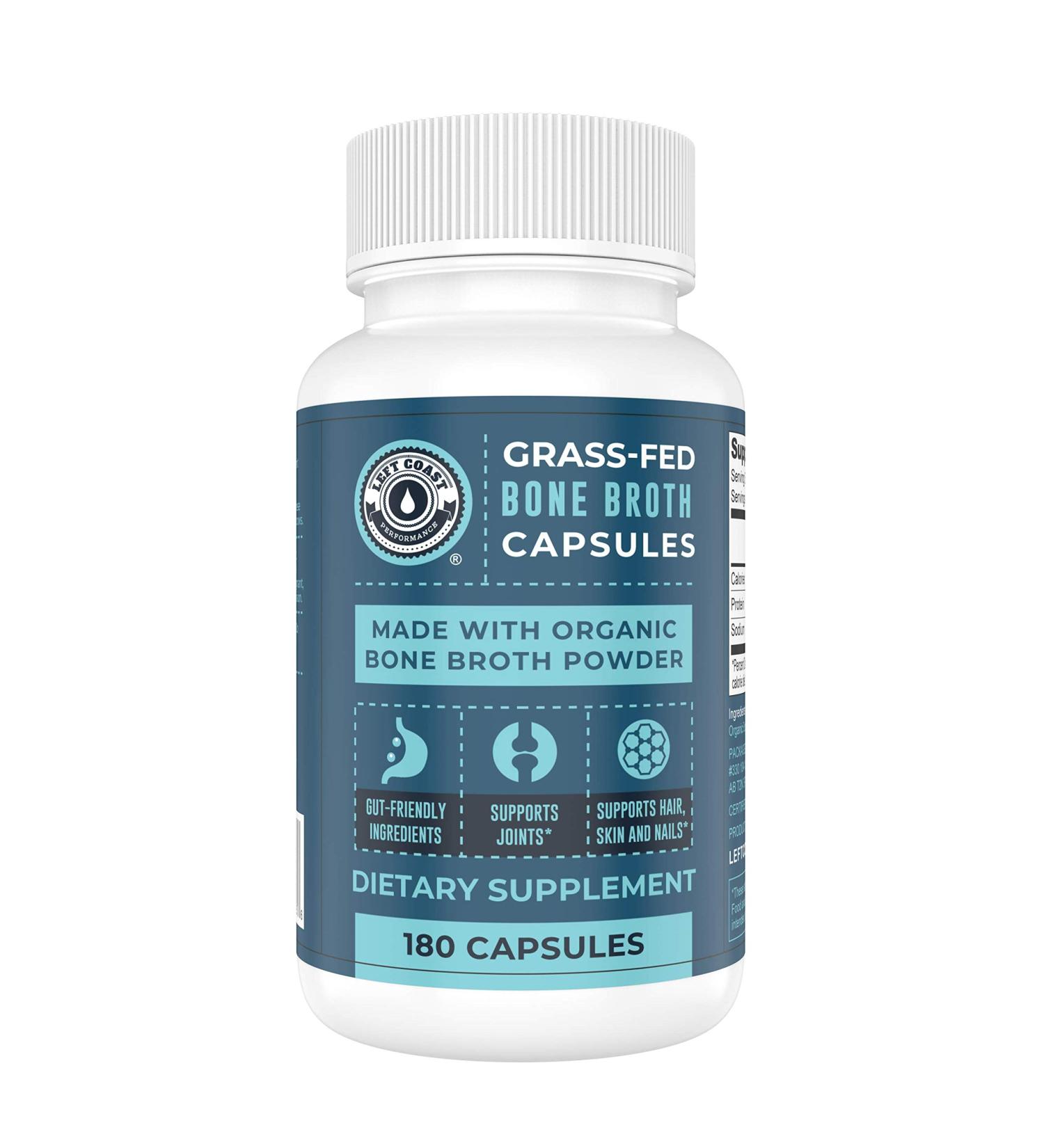 Grass-Fed Bone Broth Capsules with Collagen from Organic Bone Broth Powder. Collagen Supplement for Nails Hair Joints and Digestive Health* Support. Gut Friendly-Ingredients 180 Capsules - Buy Online on GoSupps.com